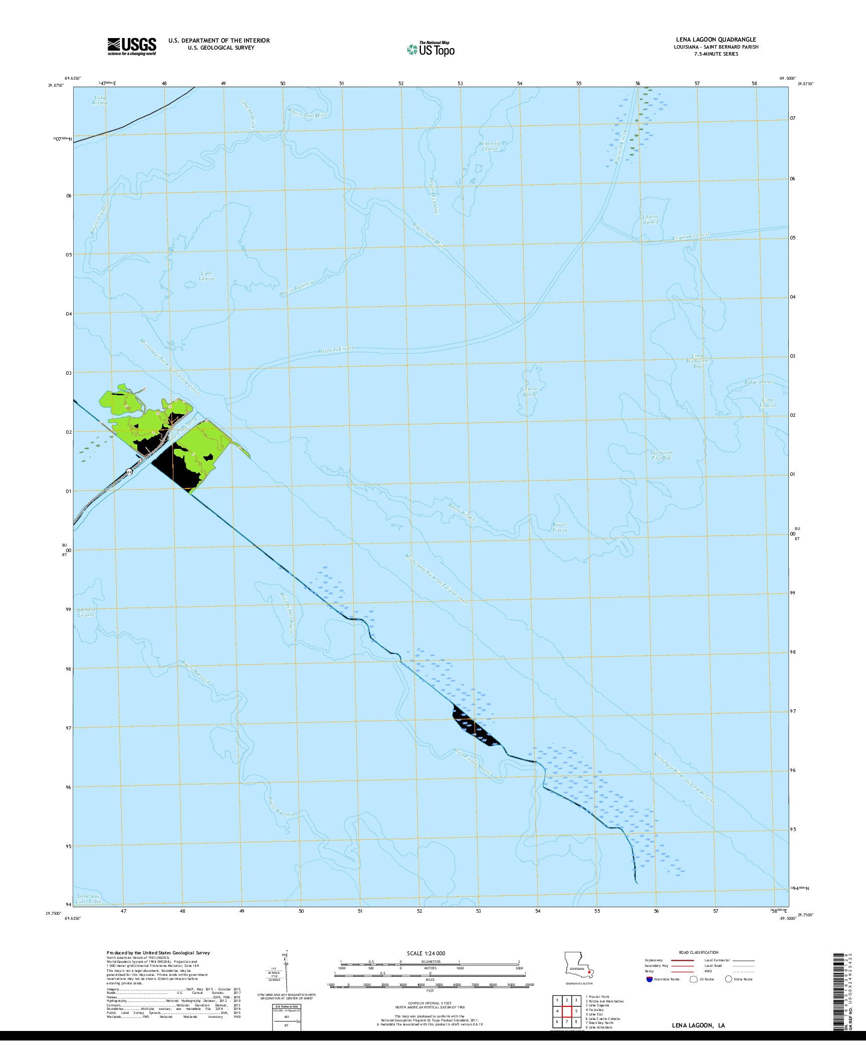 USGS US TOPO 7.5-MINUTE MAP FOR LENA LAGOON, LA 2018