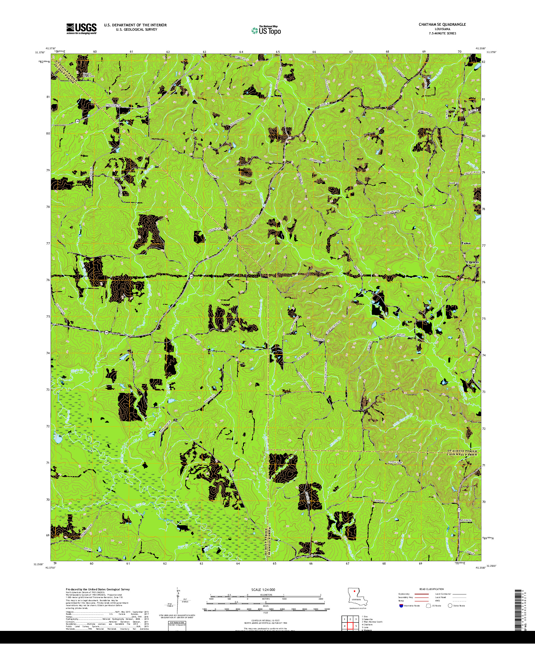 USGS US TOPO 7.5-MINUTE MAP FOR CHATHAM SE, LA 2018