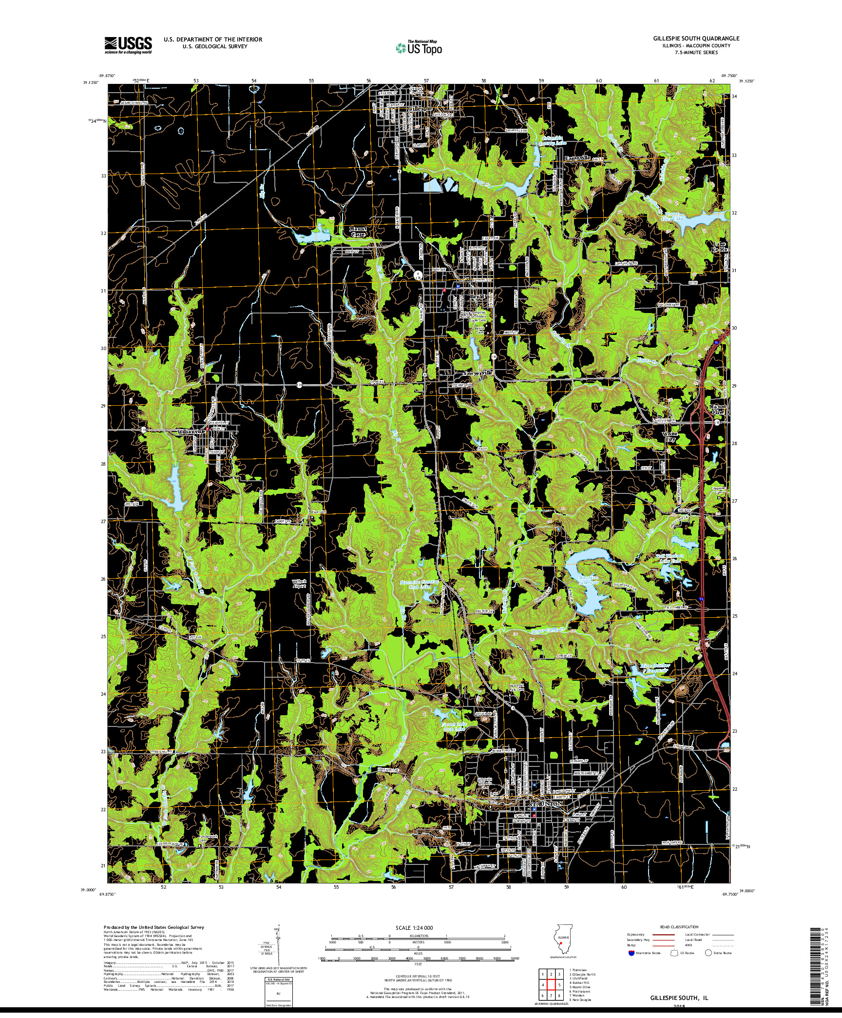 USGS US TOPO 7.5-MINUTE MAP FOR GILLESPIE SOUTH, IL 2018