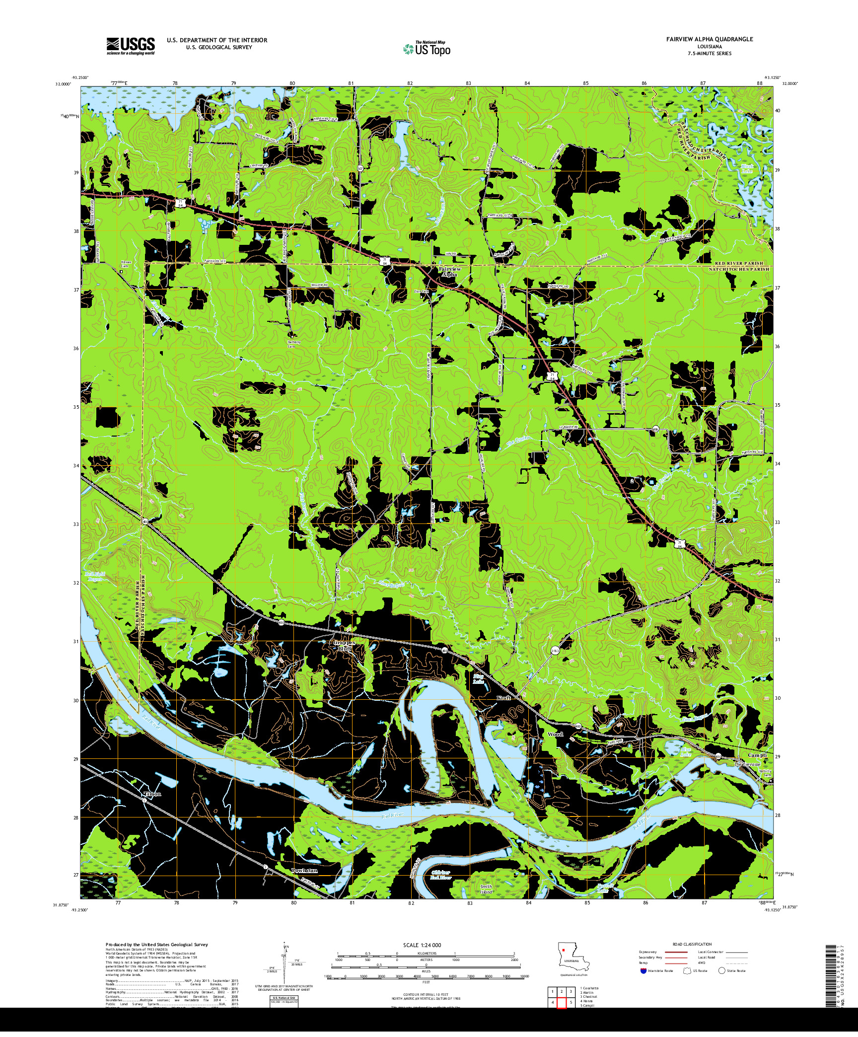 USGS US TOPO 7.5-MINUTE MAP FOR FAIRVIEW ALPHA, LA 2018