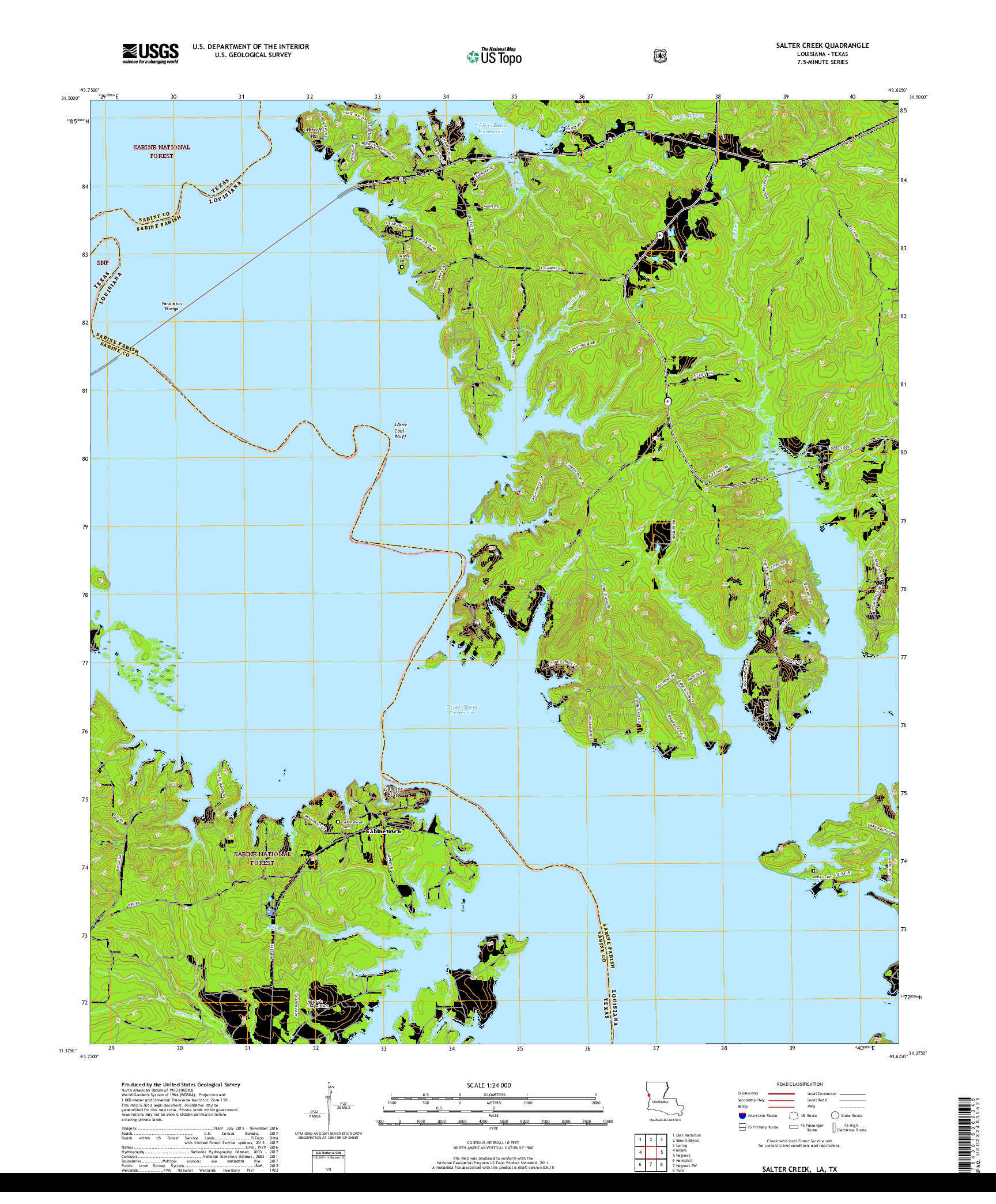 USGS US TOPO 7.5-MINUTE MAP FOR SALTER CREEK, LA,TX 2018