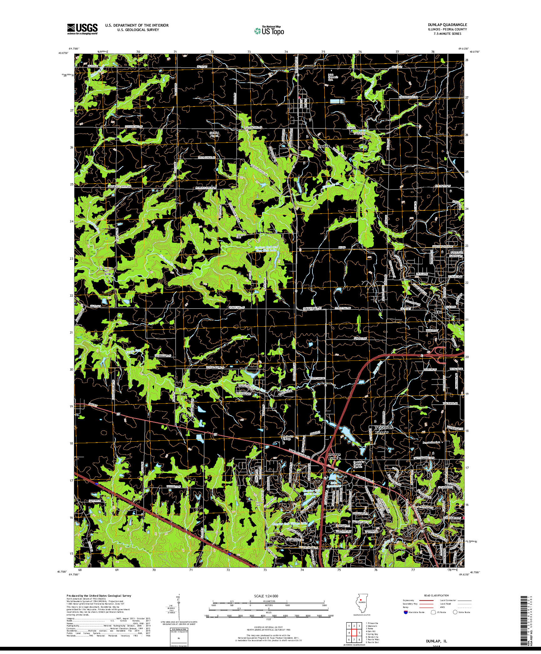 USGS US TOPO 7.5-MINUTE MAP FOR DUNLAP, IL 2018