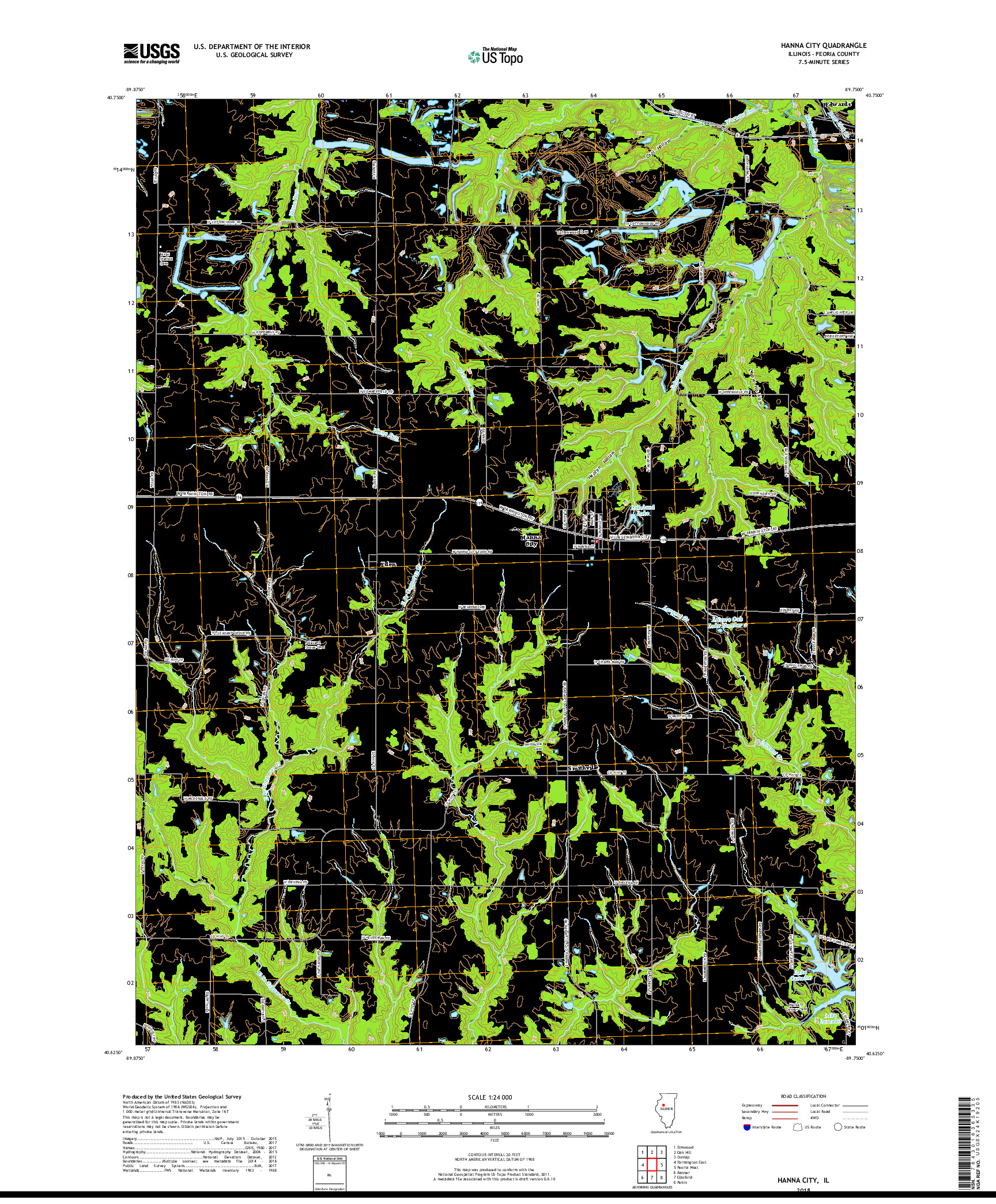 USGS US TOPO 7.5-MINUTE MAP FOR HANNA CITY, IL 2018