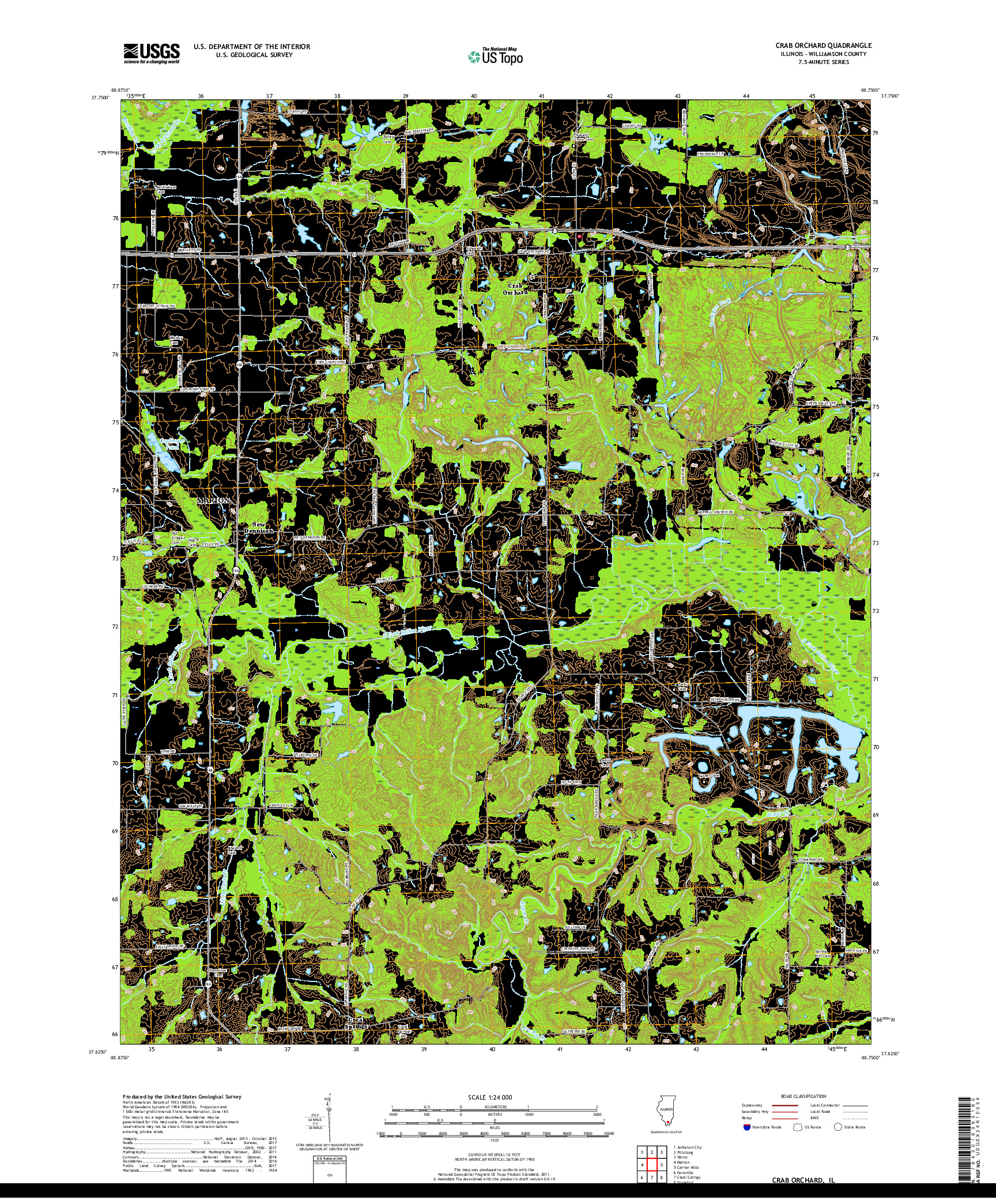 USGS US TOPO 7.5-MINUTE MAP FOR CRAB ORCHARD, IL 2018