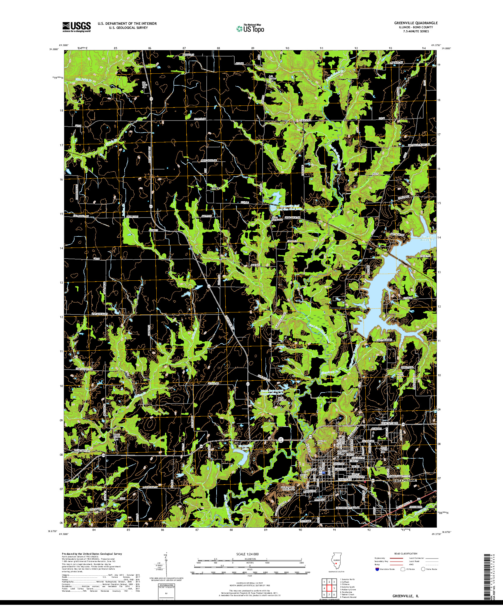 USGS US TOPO 7.5-MINUTE MAP FOR GREENVILLE, IL 2018