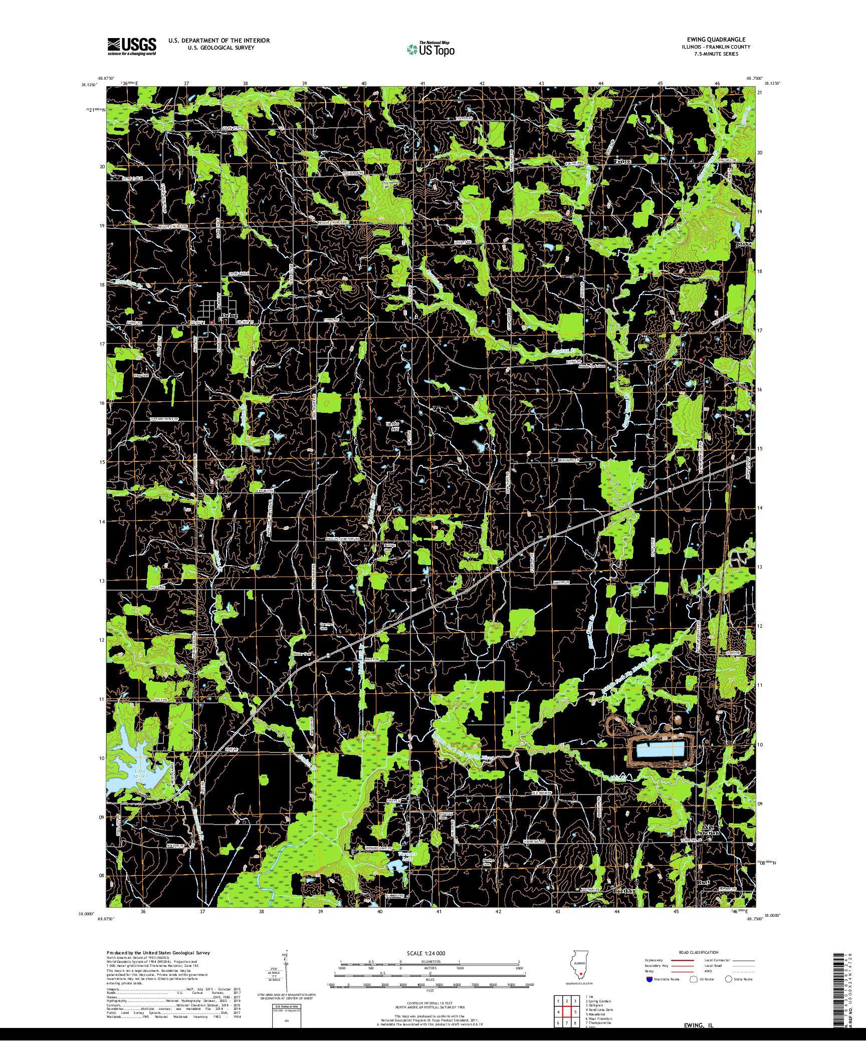 USGS US TOPO 7.5-MINUTE MAP FOR EWING, IL 2018