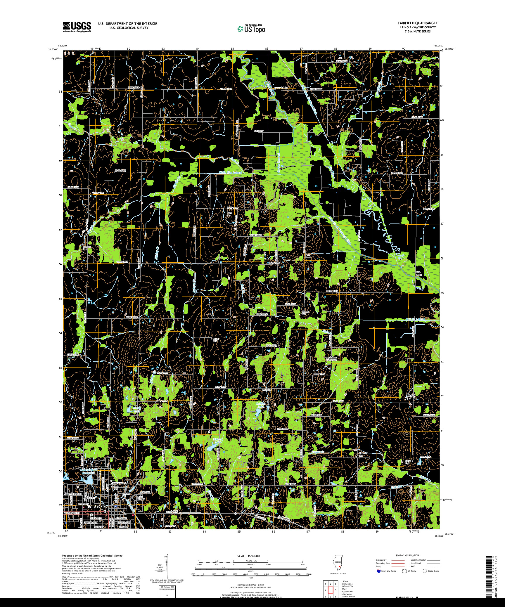 USGS US TOPO 7.5-MINUTE MAP FOR FAIRFIELD, IL 2018