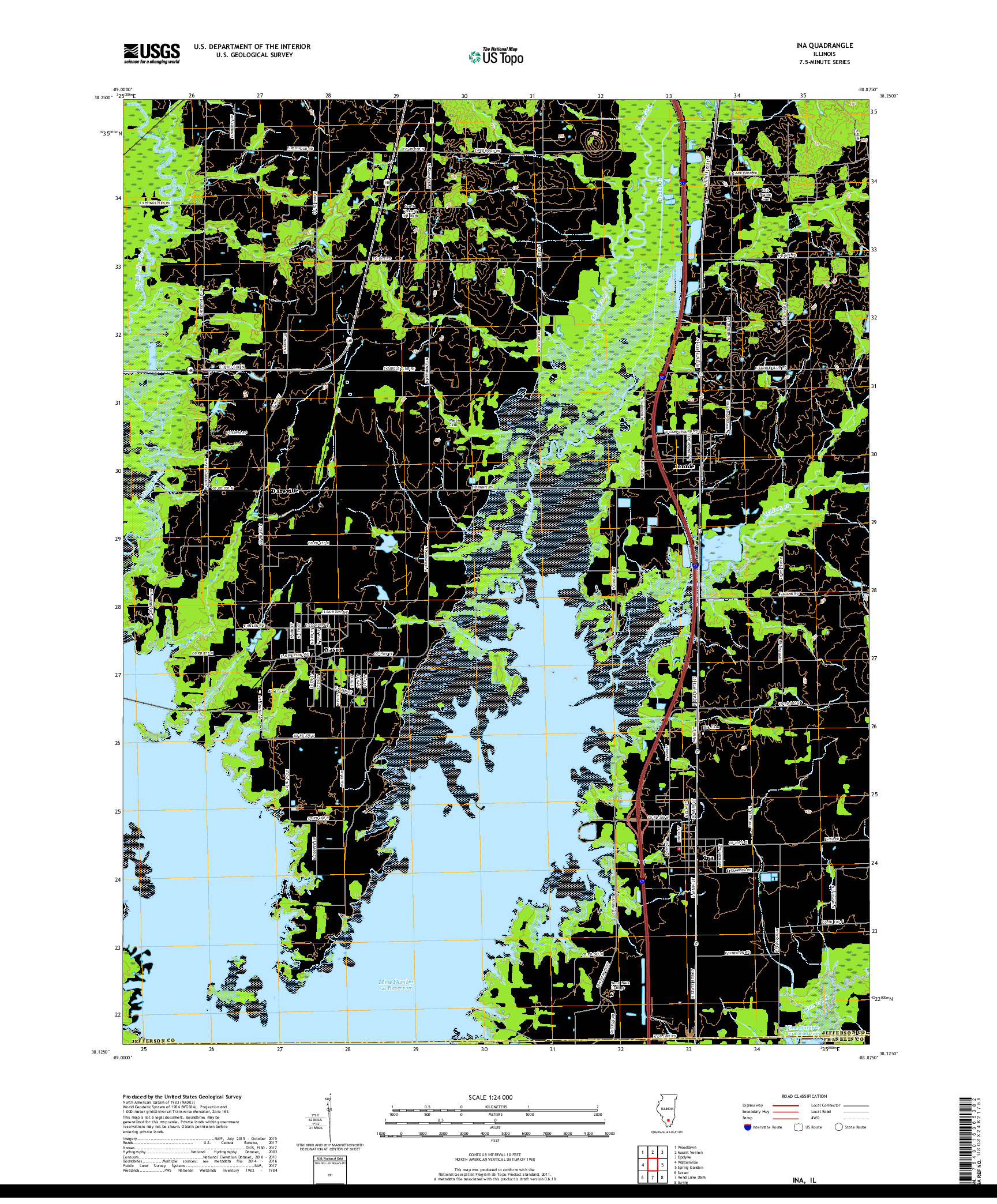 USGS US TOPO 7.5-MINUTE MAP FOR INA, IL 2018