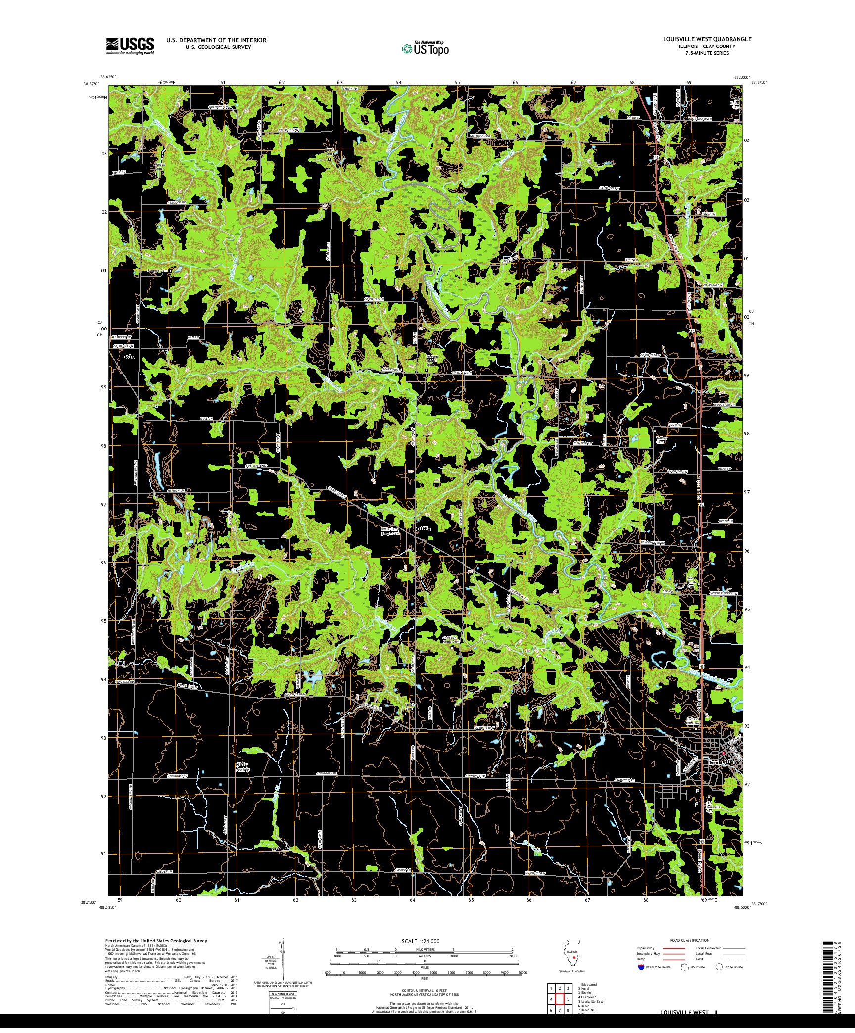 USGS US TOPO 7.5-MINUTE MAP FOR LOUISVILLE WEST, IL 2018