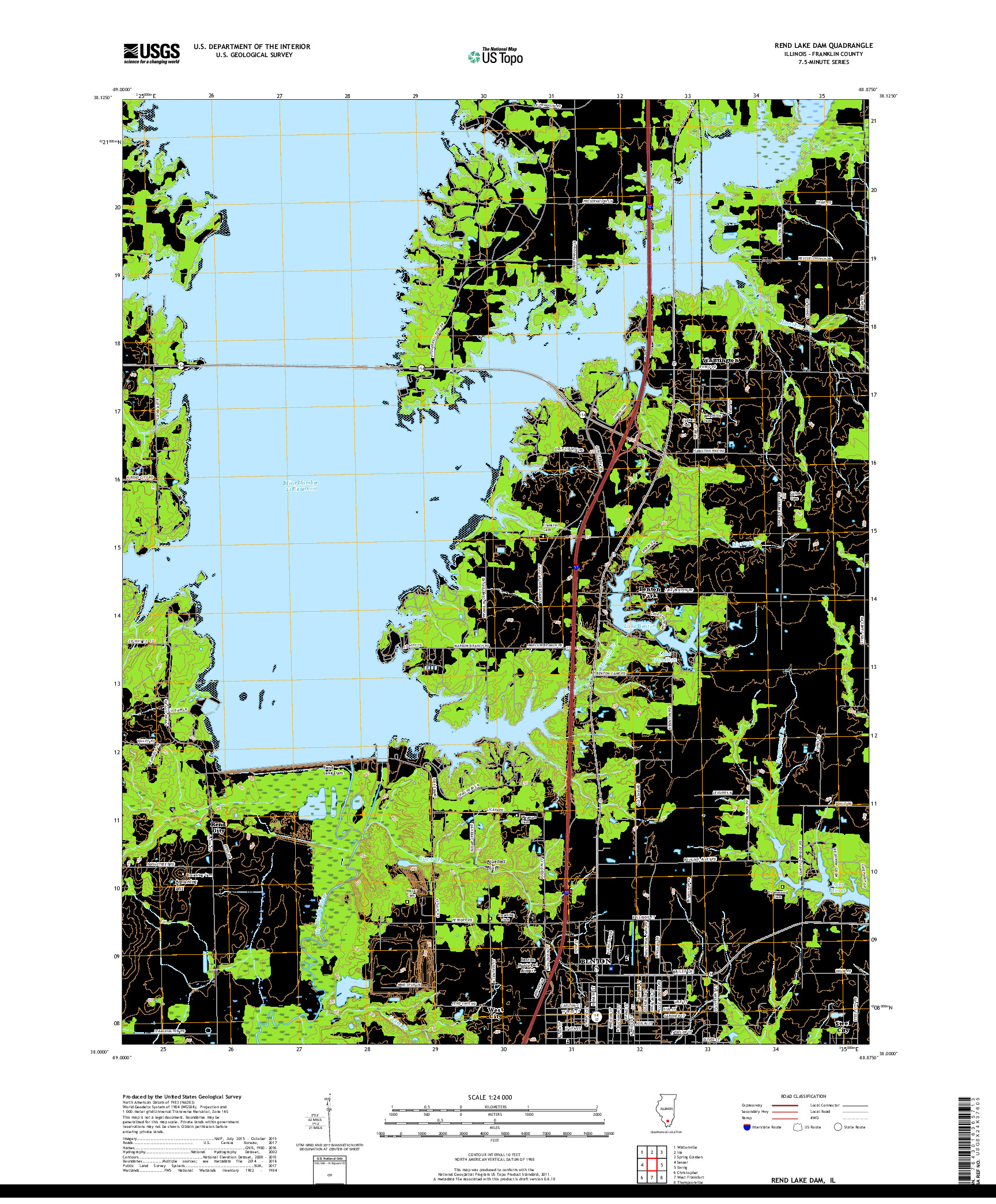 USGS US TOPO 7.5-MINUTE MAP FOR REND LAKE DAM, IL 2018