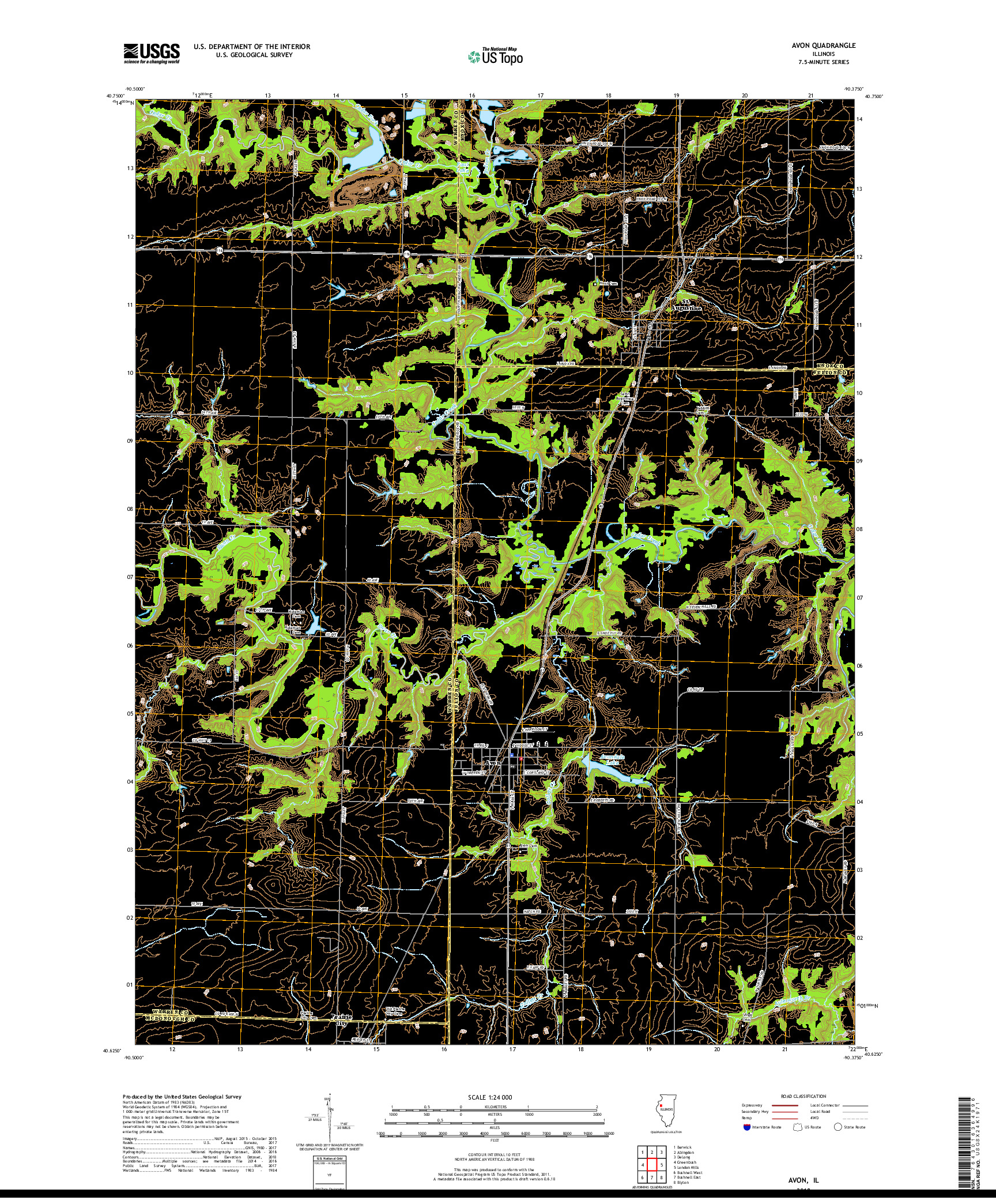 USGS US TOPO 7.5-MINUTE MAP FOR AVON, IL 2018