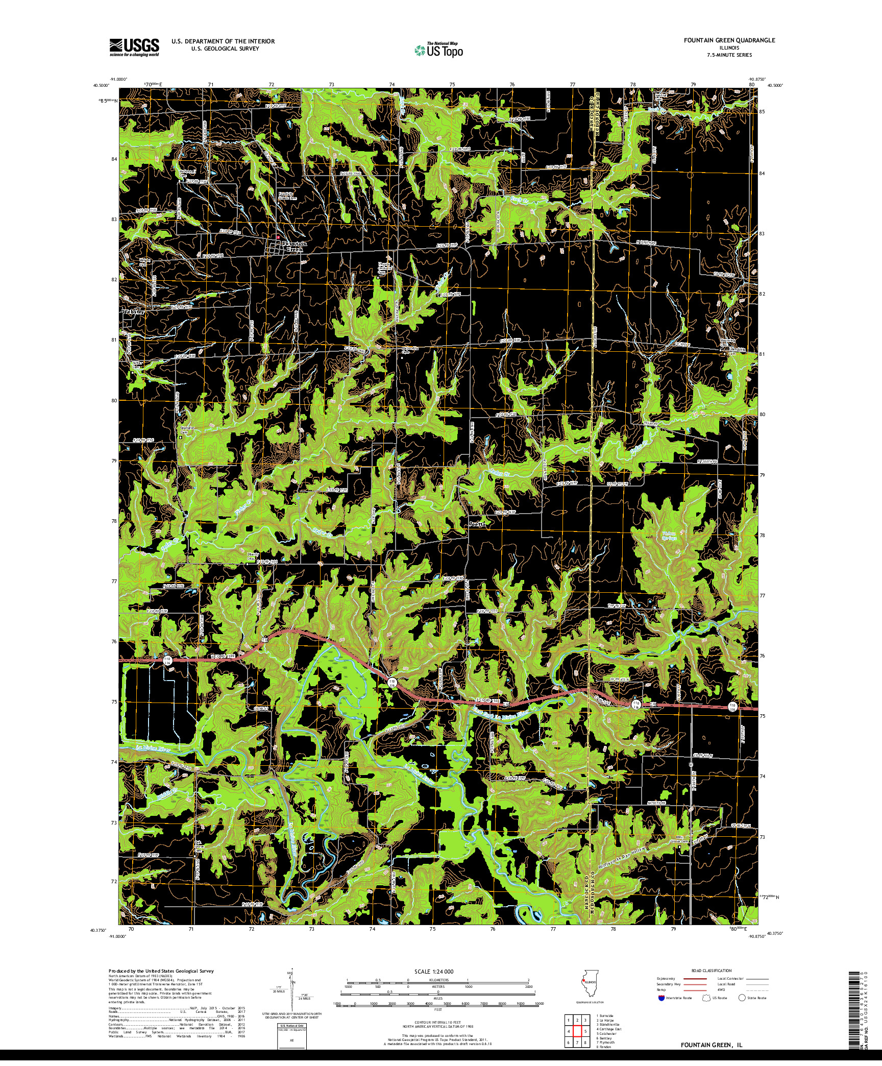 USGS US TOPO 7.5-MINUTE MAP FOR FOUNTAIN GREEN, IL 2018