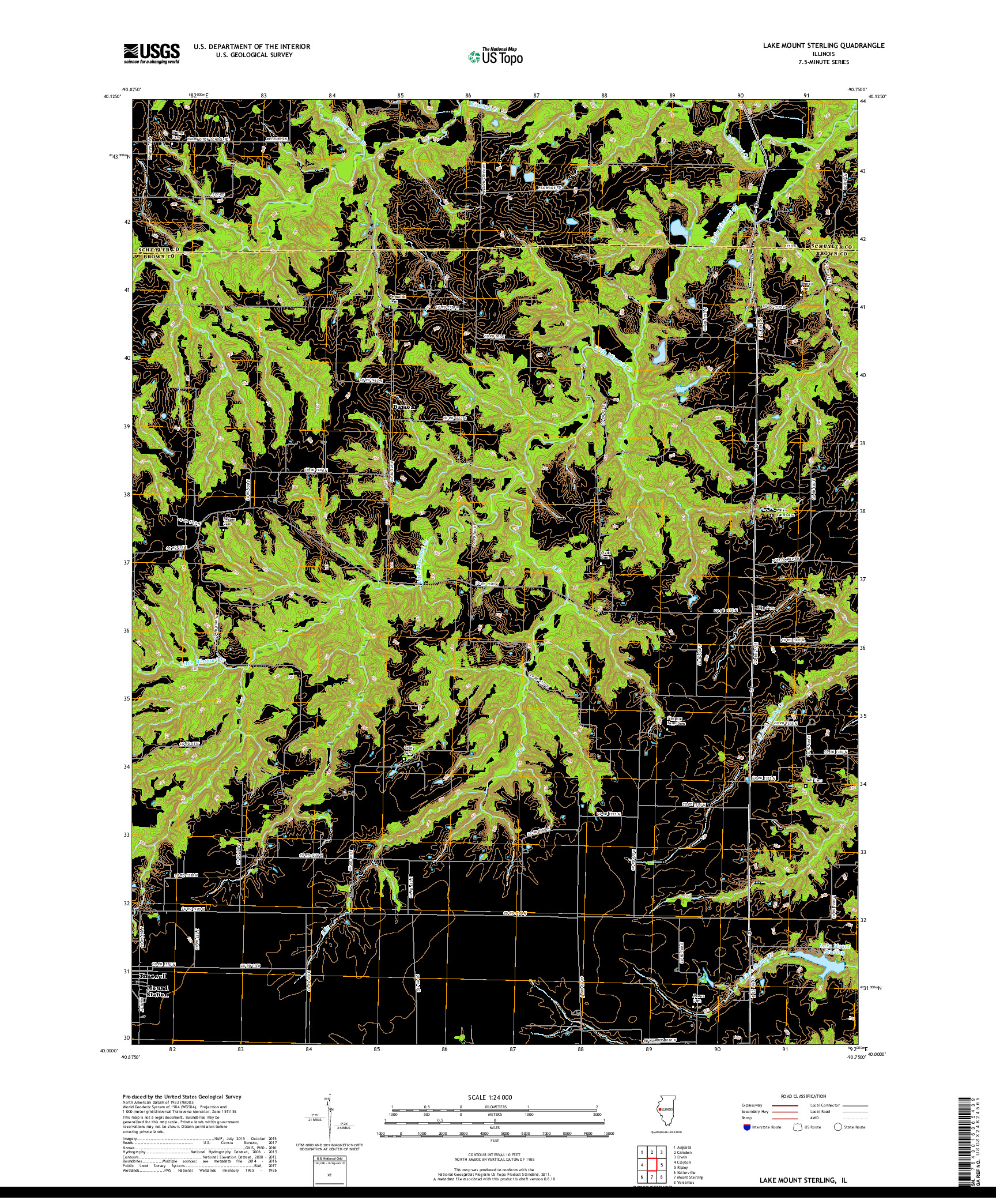 USGS US TOPO 7.5-MINUTE MAP FOR LAKE MOUNT STERLING, IL 2018