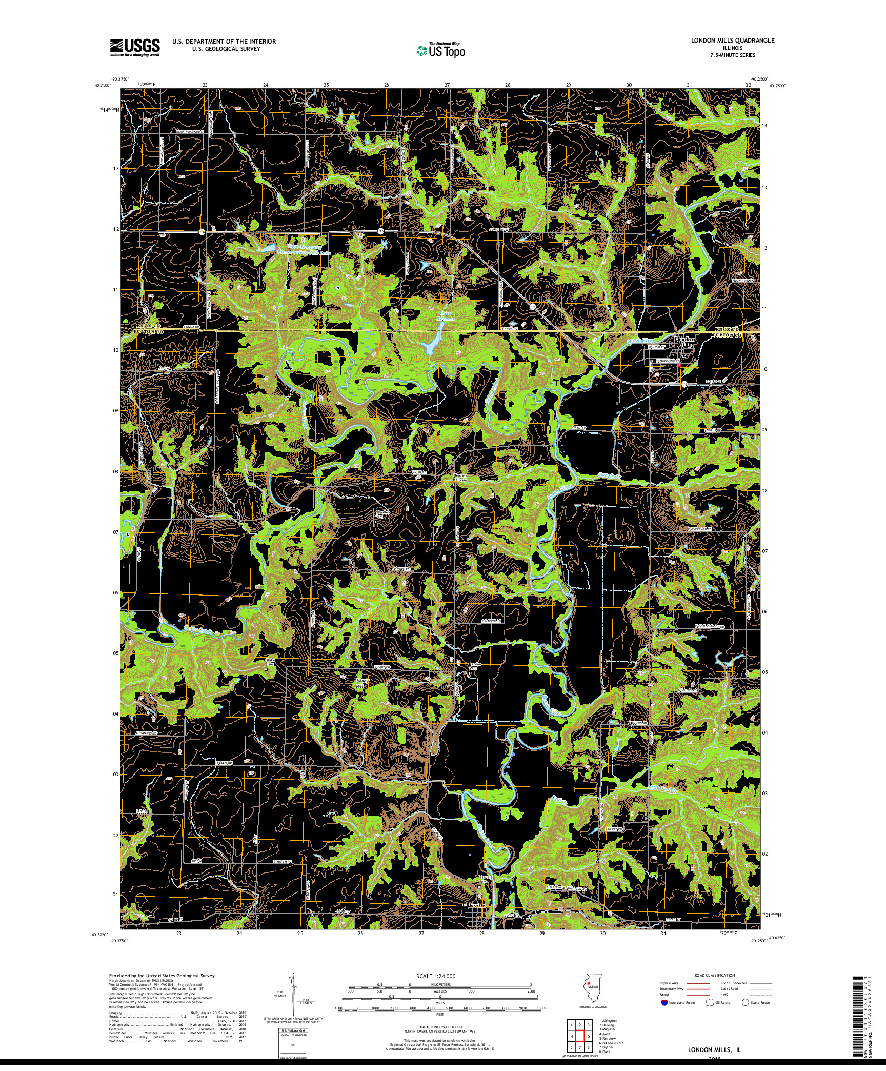 USGS US TOPO 7.5-MINUTE MAP FOR LONDON MILLS, IL 2018