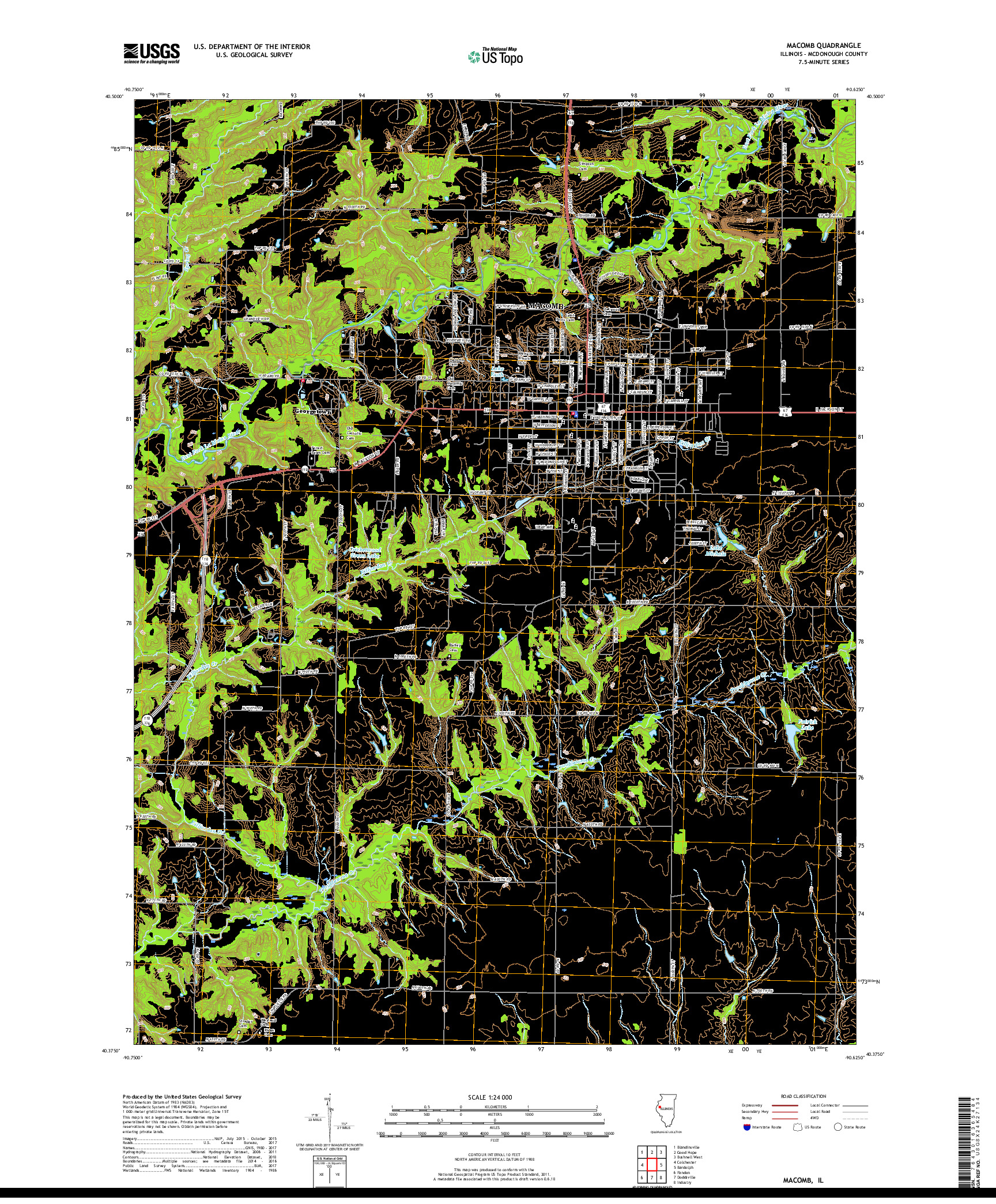 USGS US TOPO 7.5-MINUTE MAP FOR MACOMB, IL 2018