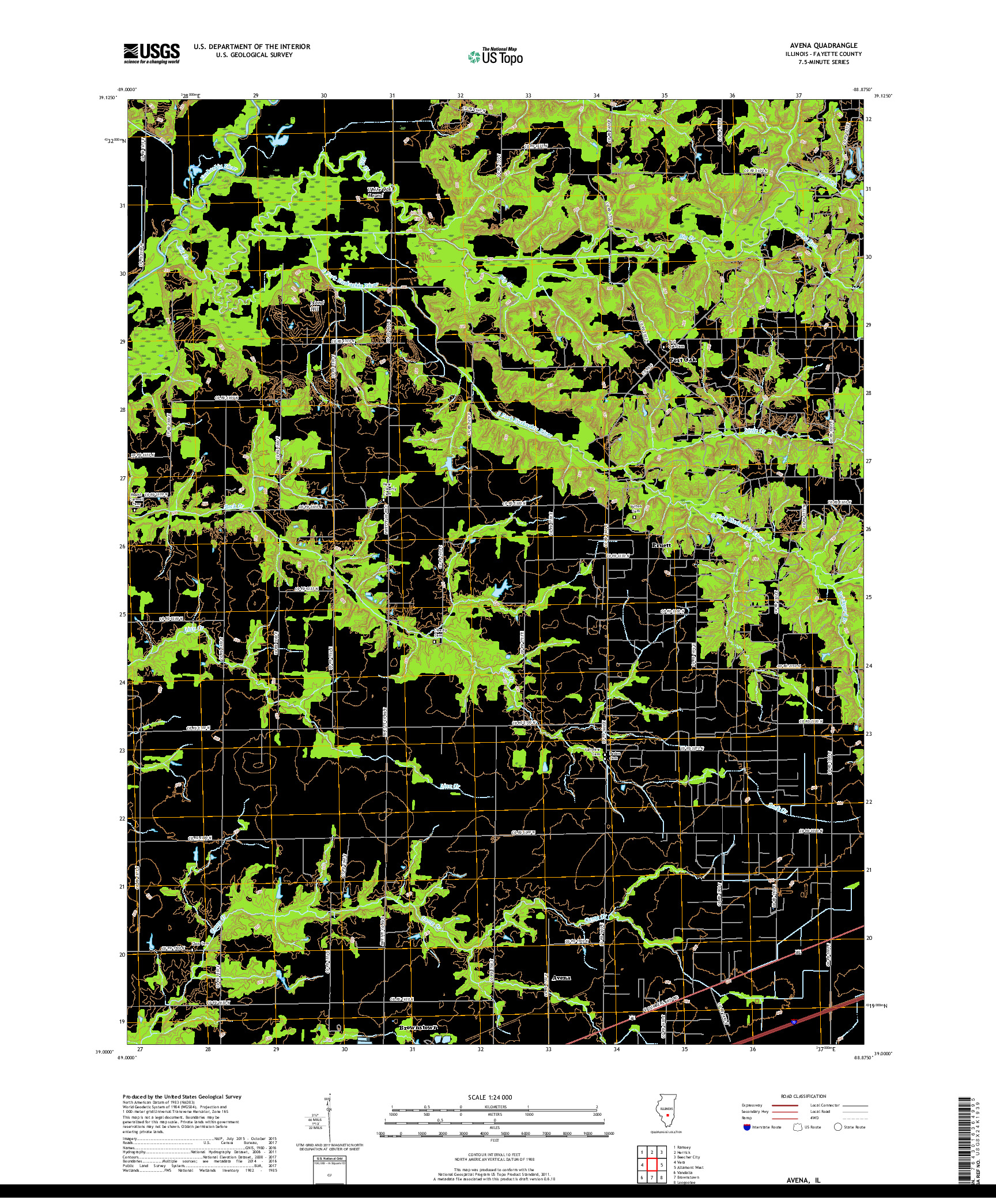 USGS US TOPO 7.5-MINUTE MAP FOR AVENA, IL 2018