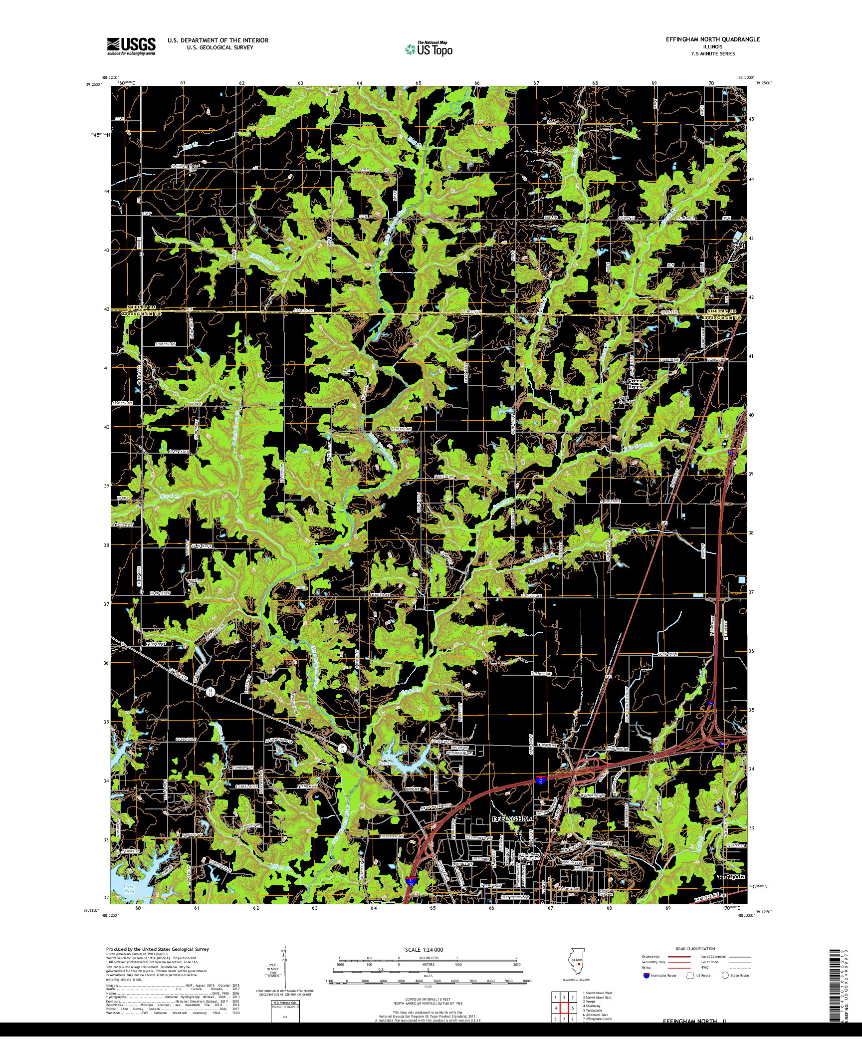 USGS US TOPO 7.5-MINUTE MAP FOR EFFINGHAM NORTH, IL 2018