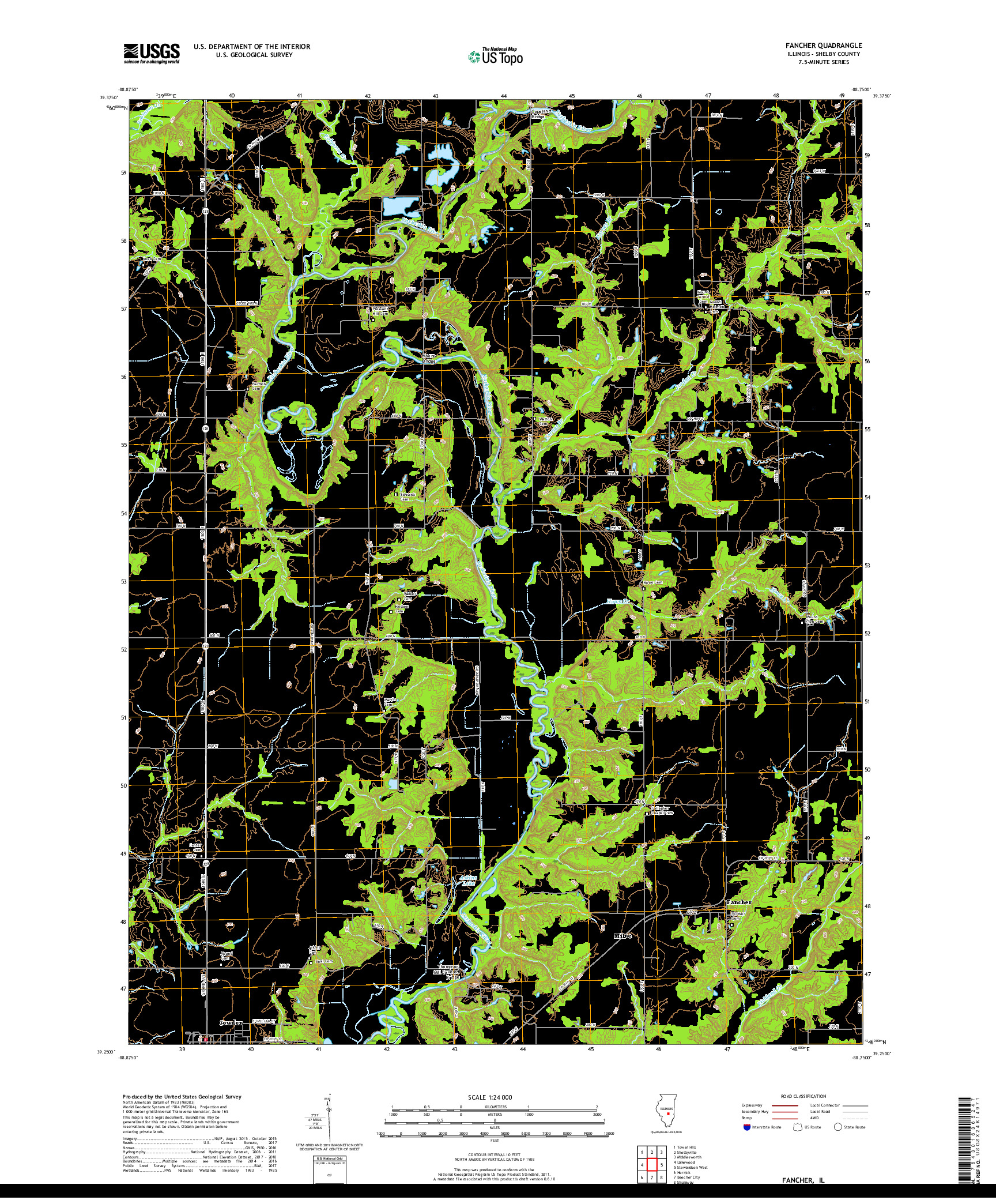 USGS US TOPO 7.5-MINUTE MAP FOR FANCHER, IL 2018