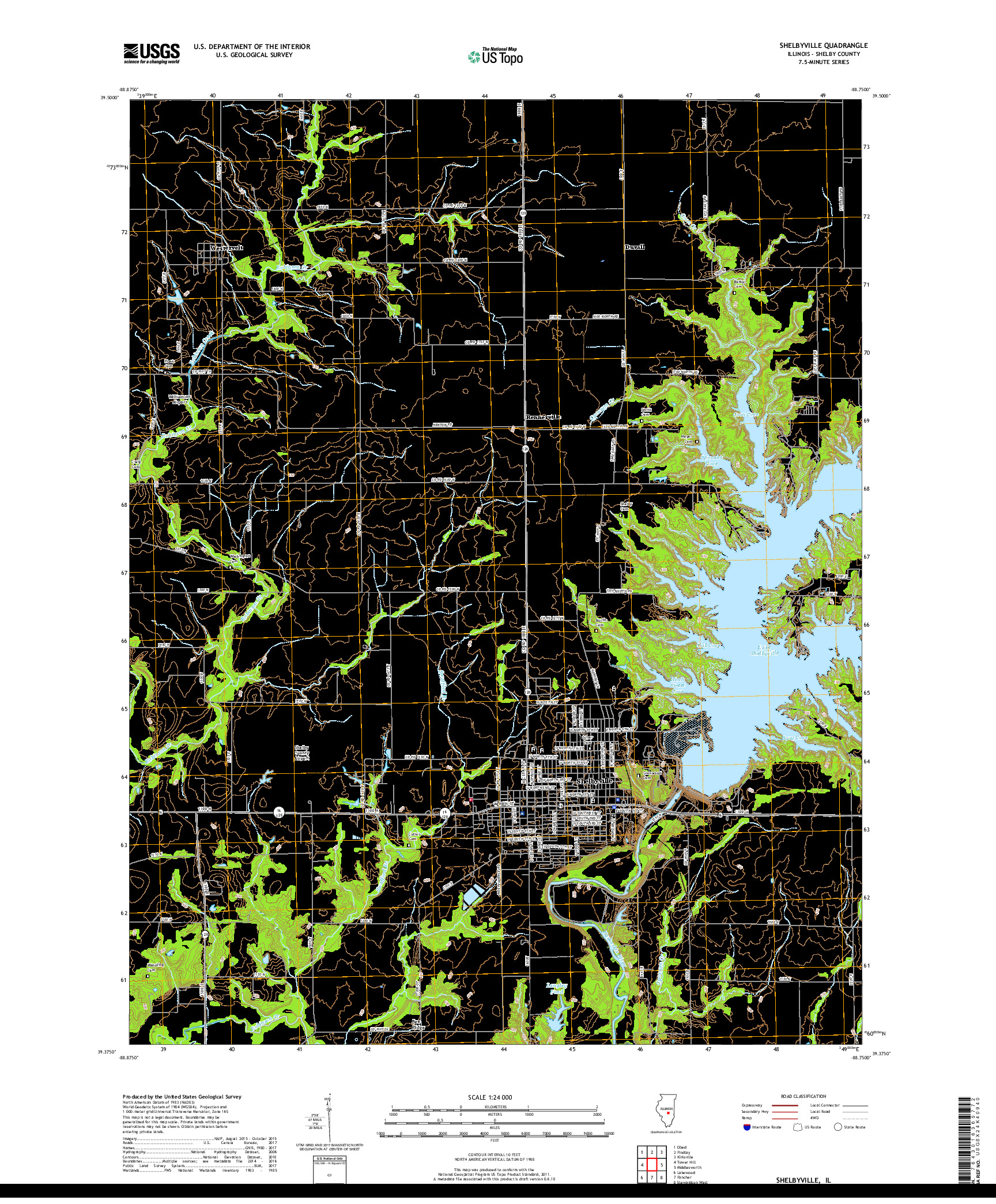 USGS US TOPO 7.5-MINUTE MAP FOR SHELBYVILLE, IL 2018