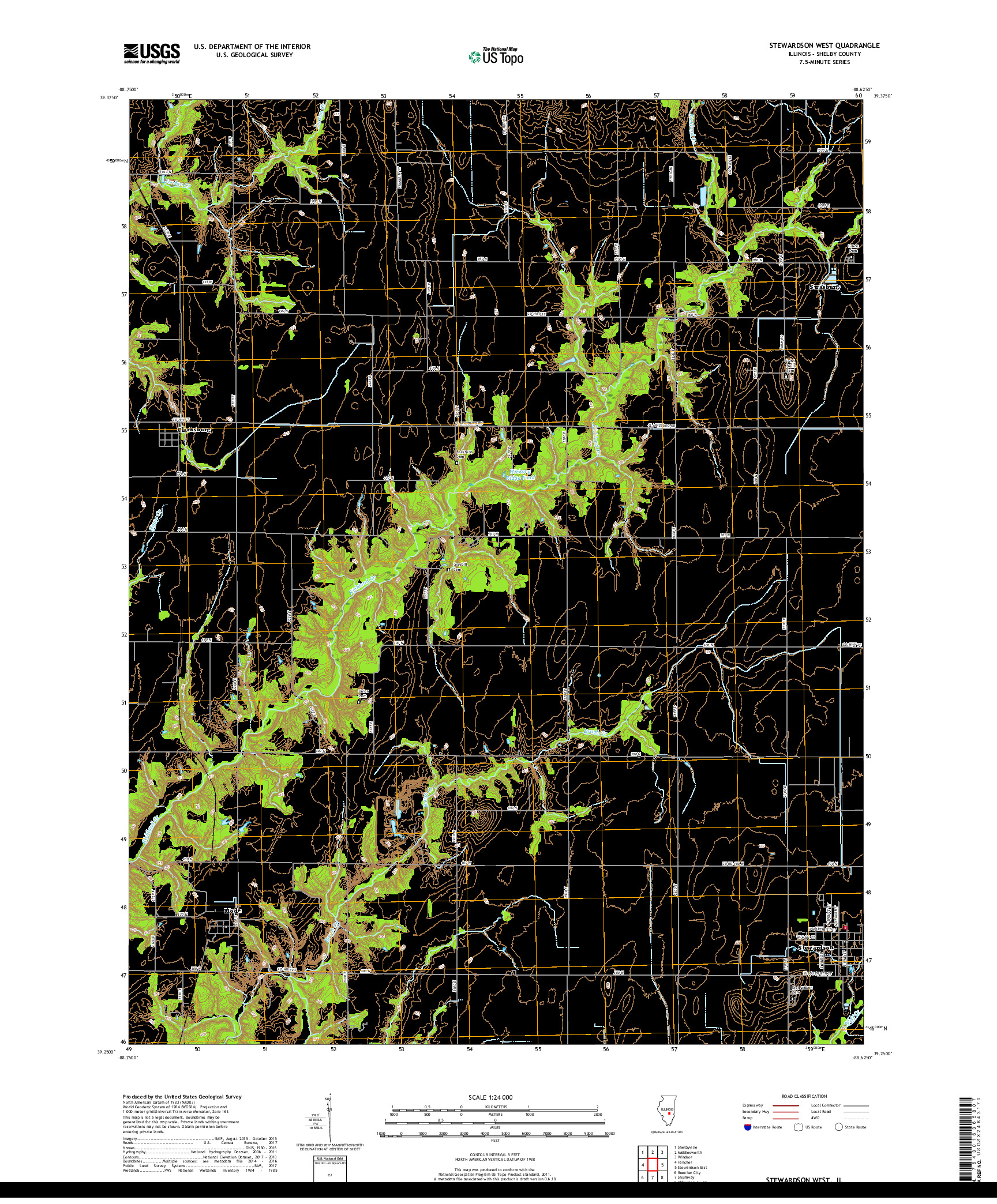 USGS US TOPO 7.5-MINUTE MAP FOR STEWARDSON WEST, IL 2018