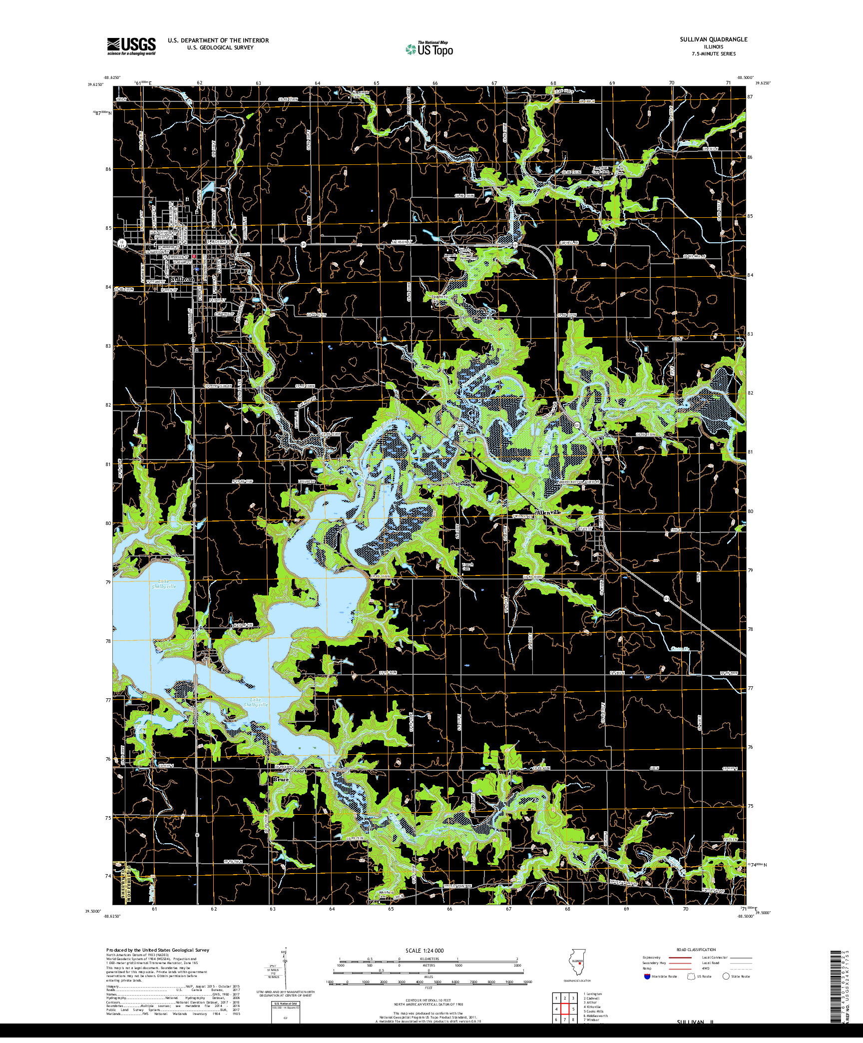 USGS US TOPO 7.5-MINUTE MAP FOR SULLIVAN, IL 2018