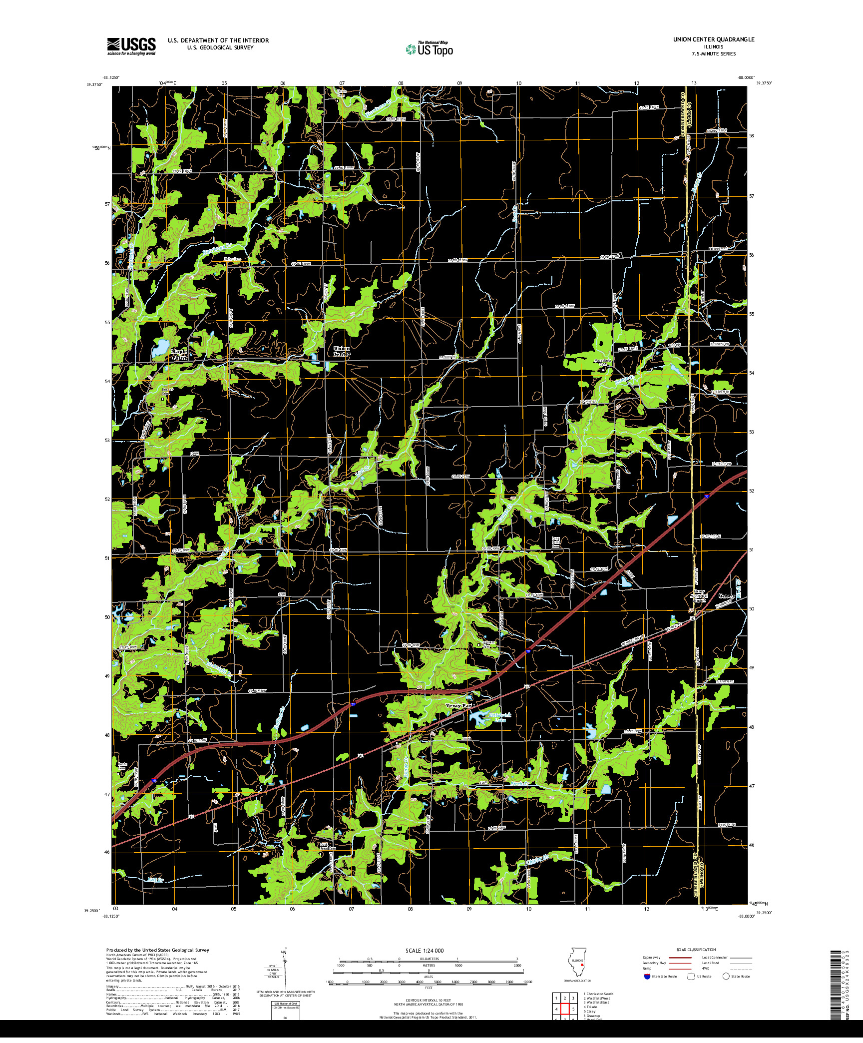 USGS US TOPO 7.5-MINUTE MAP FOR UNION CENTER, IL 2018