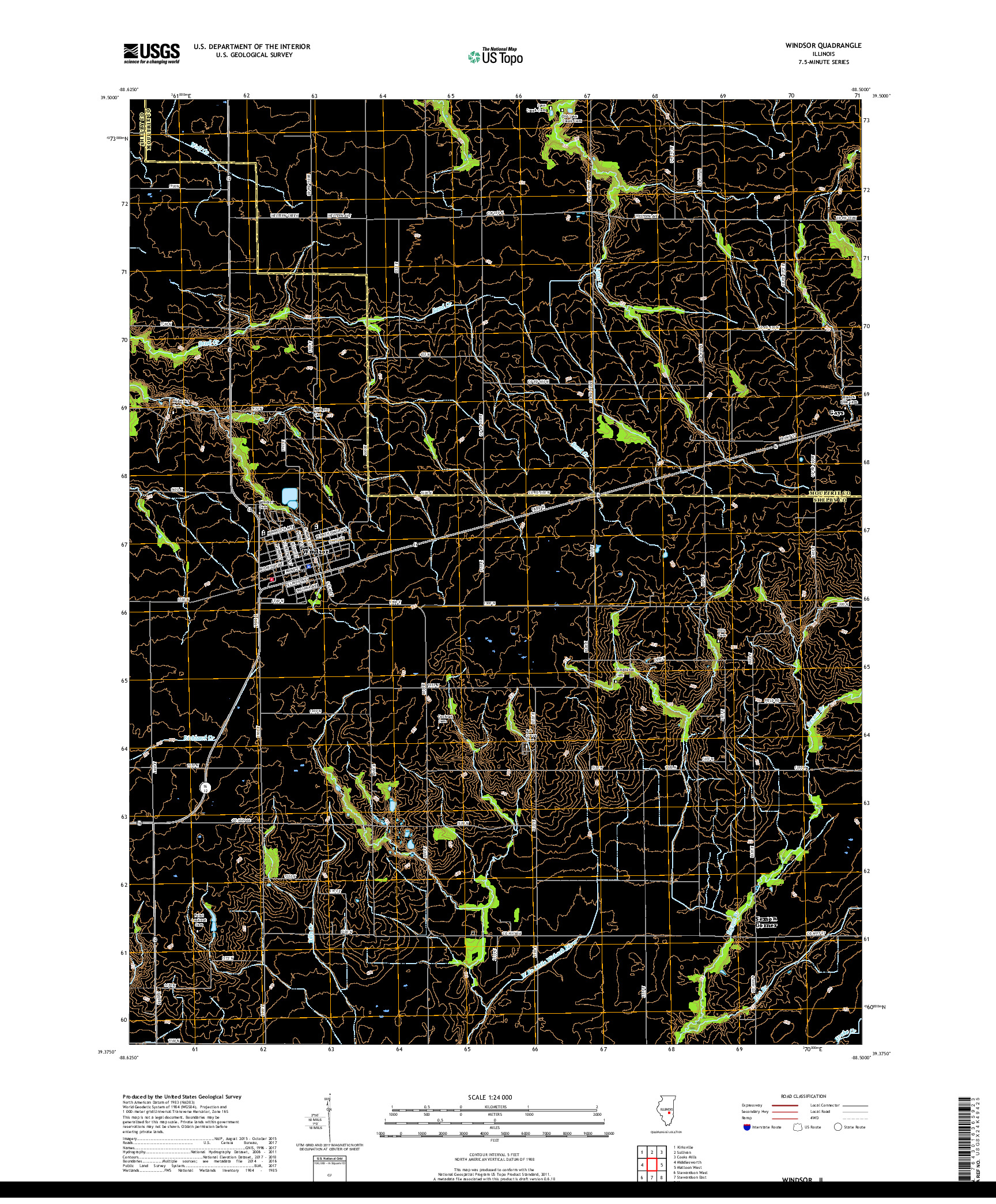 USGS US TOPO 7.5-MINUTE MAP FOR WINDSOR, IL 2018