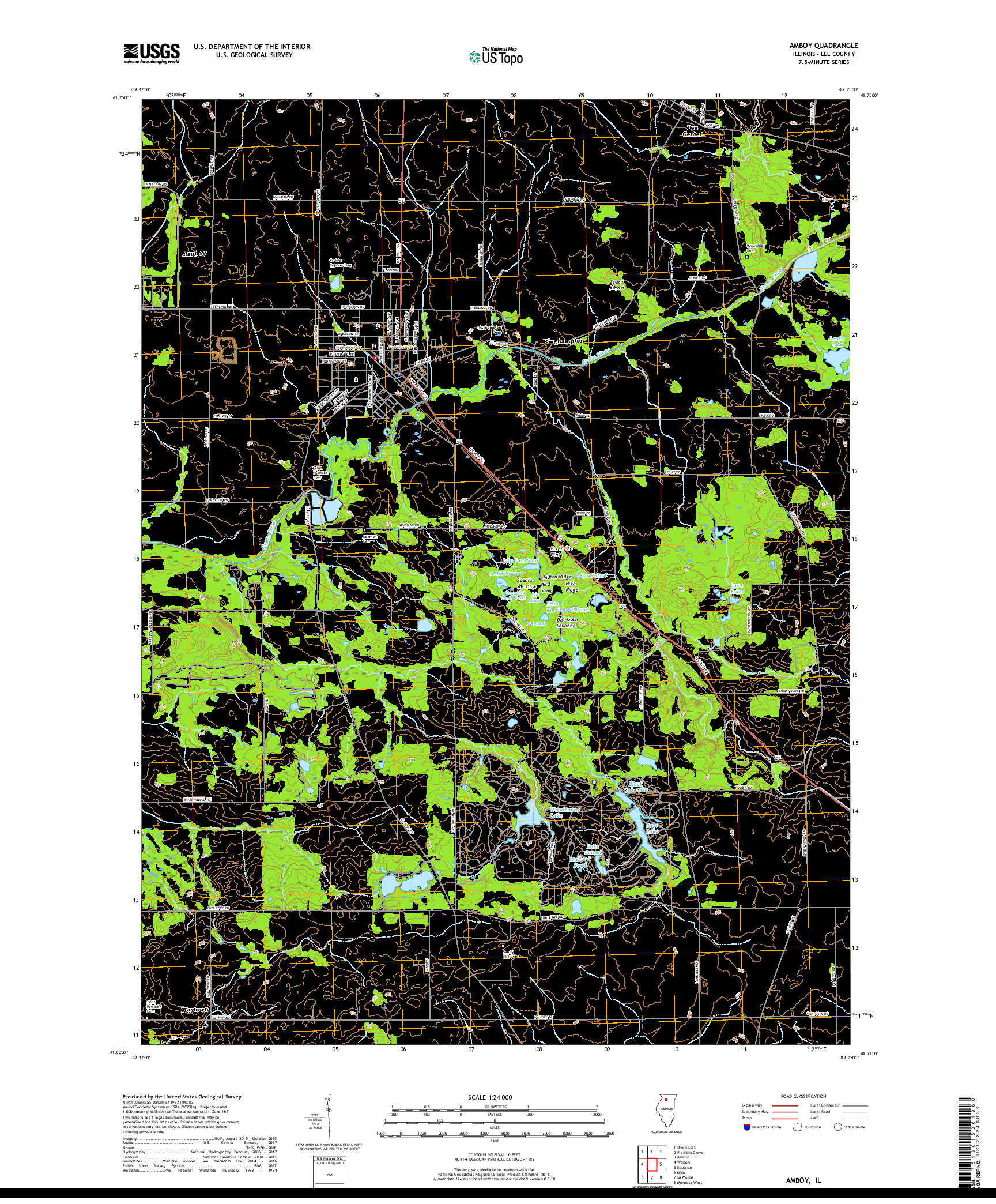 USGS US TOPO 7.5-MINUTE MAP FOR AMBOY, IL 2018