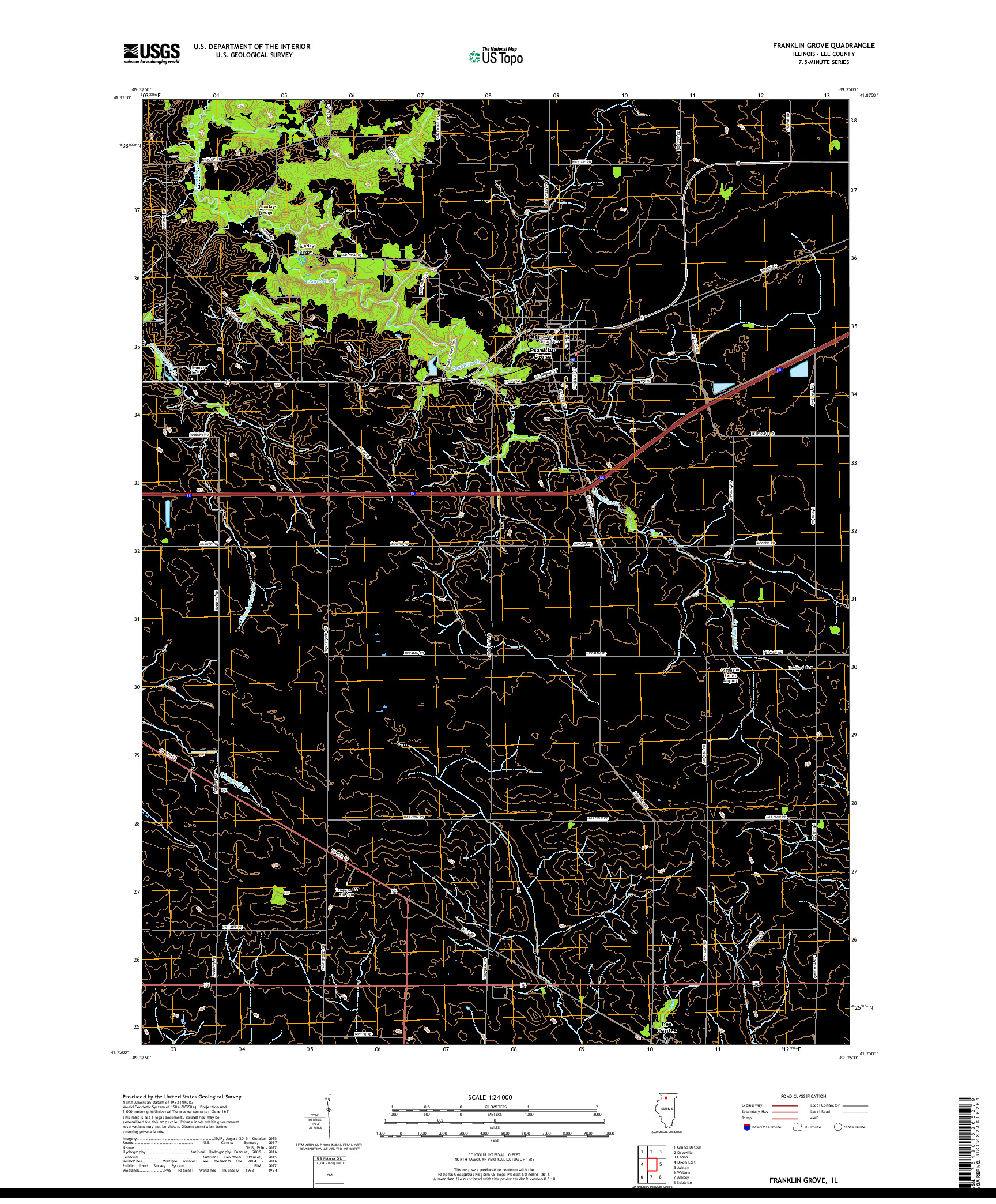 USGS US TOPO 7.5-MINUTE MAP FOR FRANKLIN GROVE, IL 2018