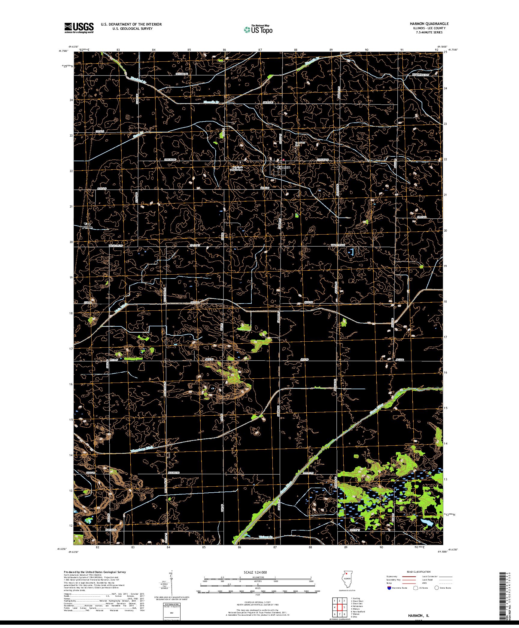 USGS US TOPO 7.5-MINUTE MAP FOR HARMON, IL 2018