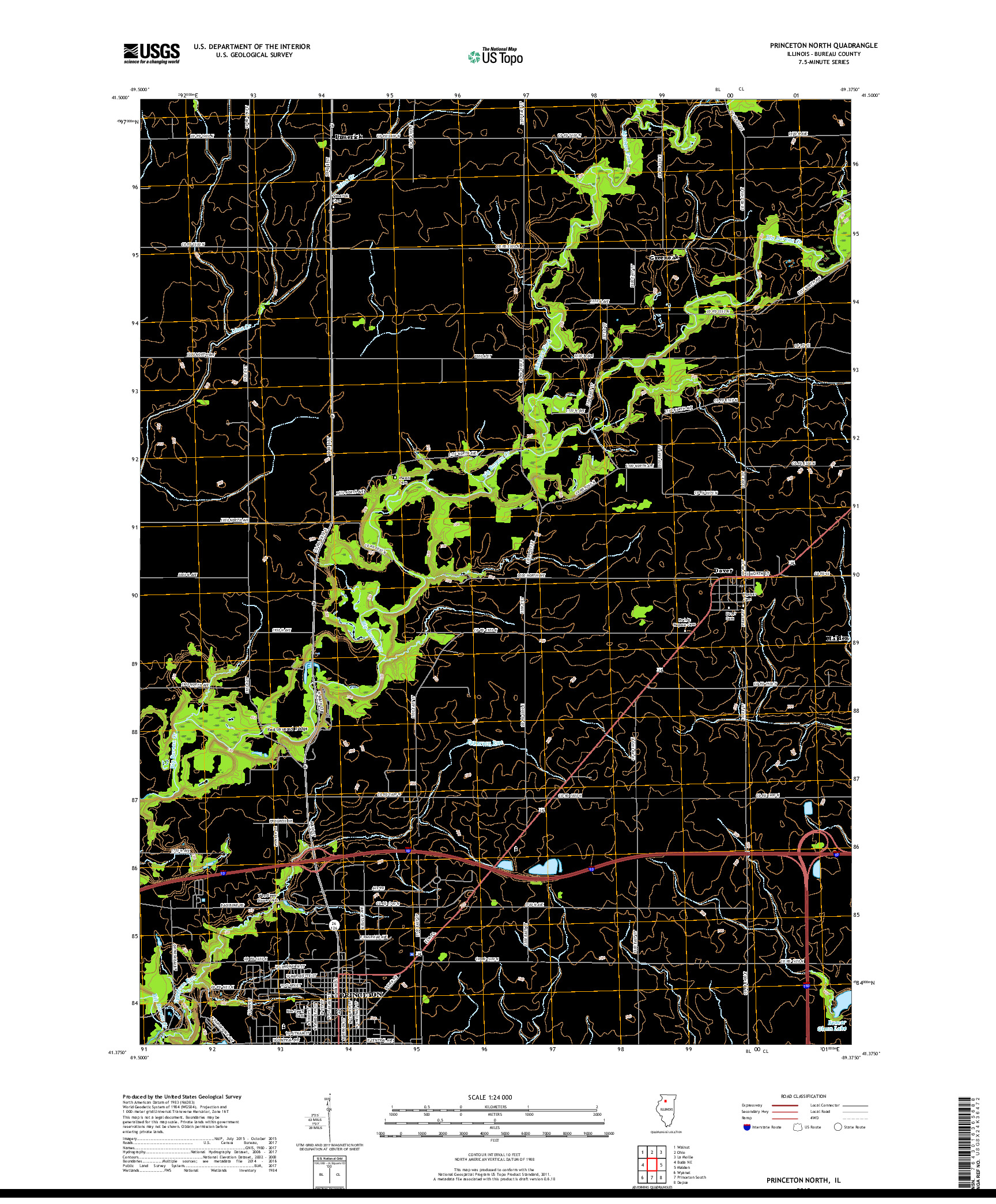 USGS US TOPO 7.5-MINUTE MAP FOR PRINCETON NORTH, IL 2018