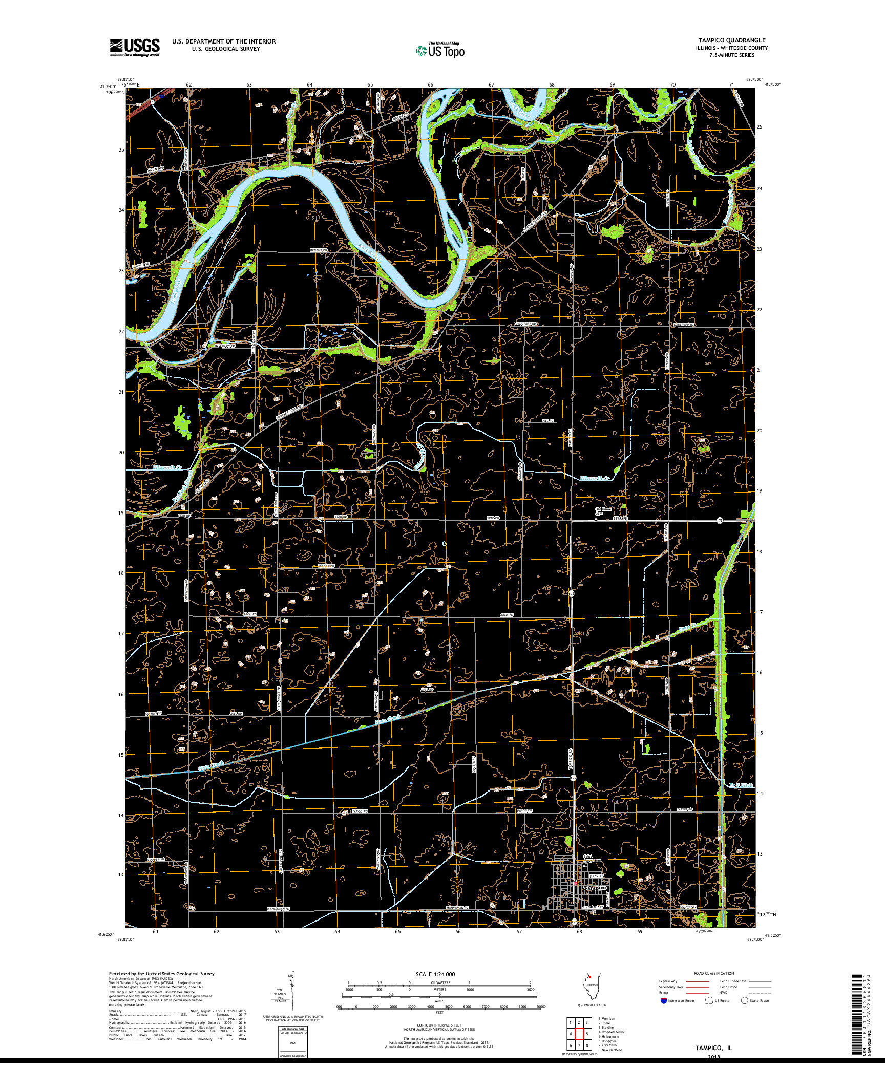 USGS US TOPO 7.5-MINUTE MAP FOR TAMPICO, IL 2018