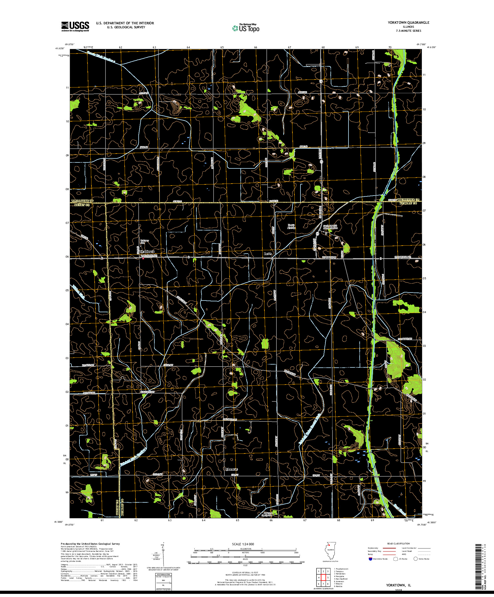 USGS US TOPO 7.5-MINUTE MAP FOR YORKTOWN, IL 2018