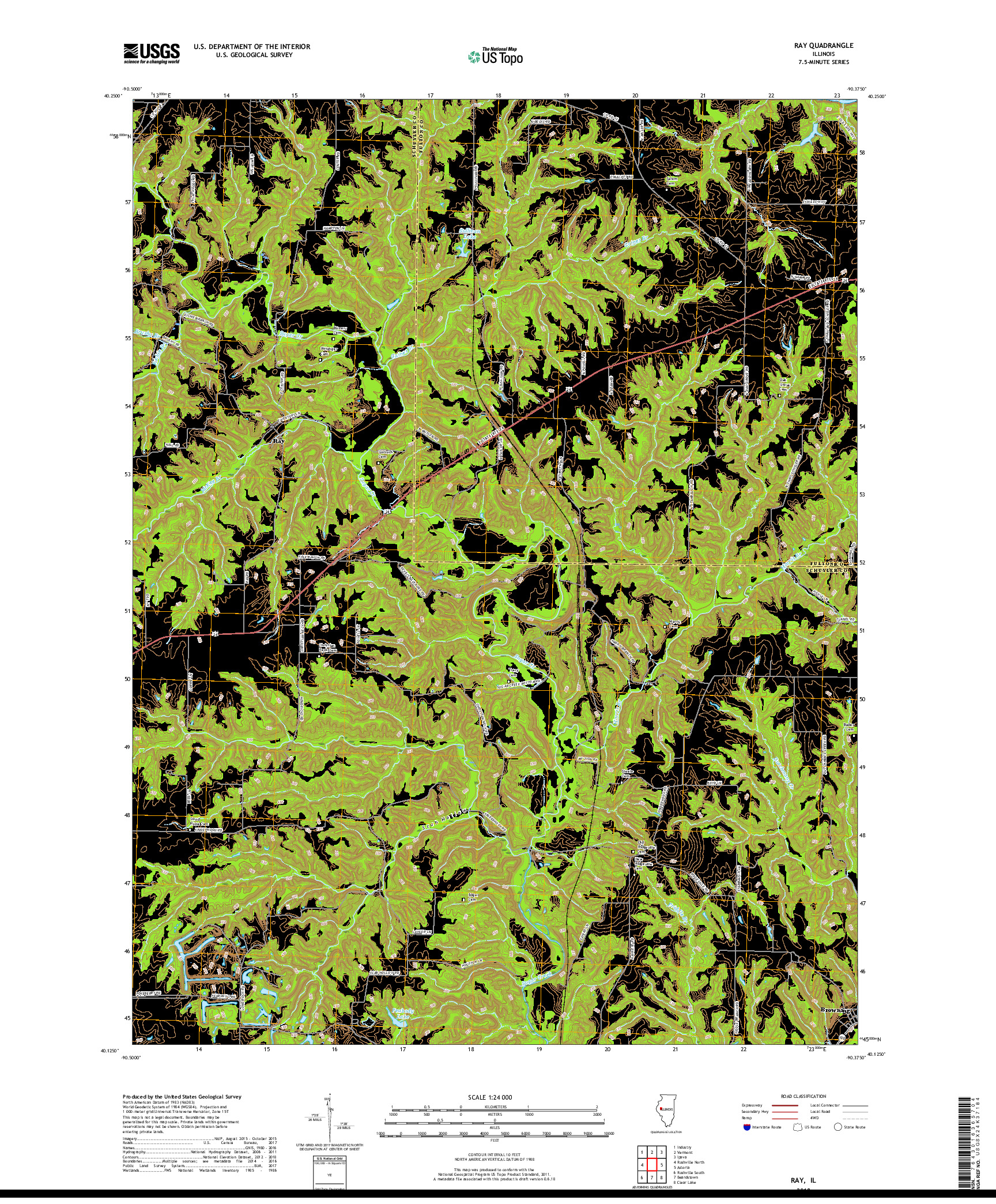 USGS US TOPO 7.5-MINUTE MAP FOR RAY, IL 2018