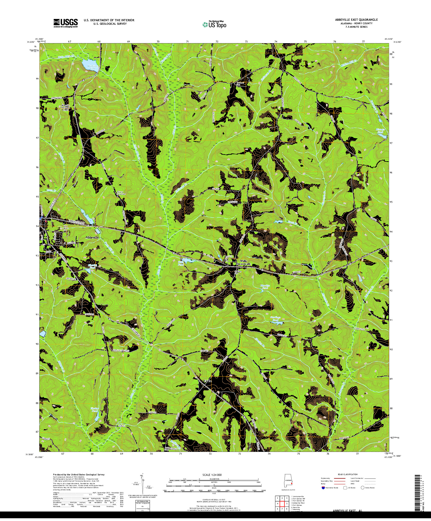 USGS US TOPO 7.5-MINUTE MAP FOR ABBEVILLE EAST, AL 2018