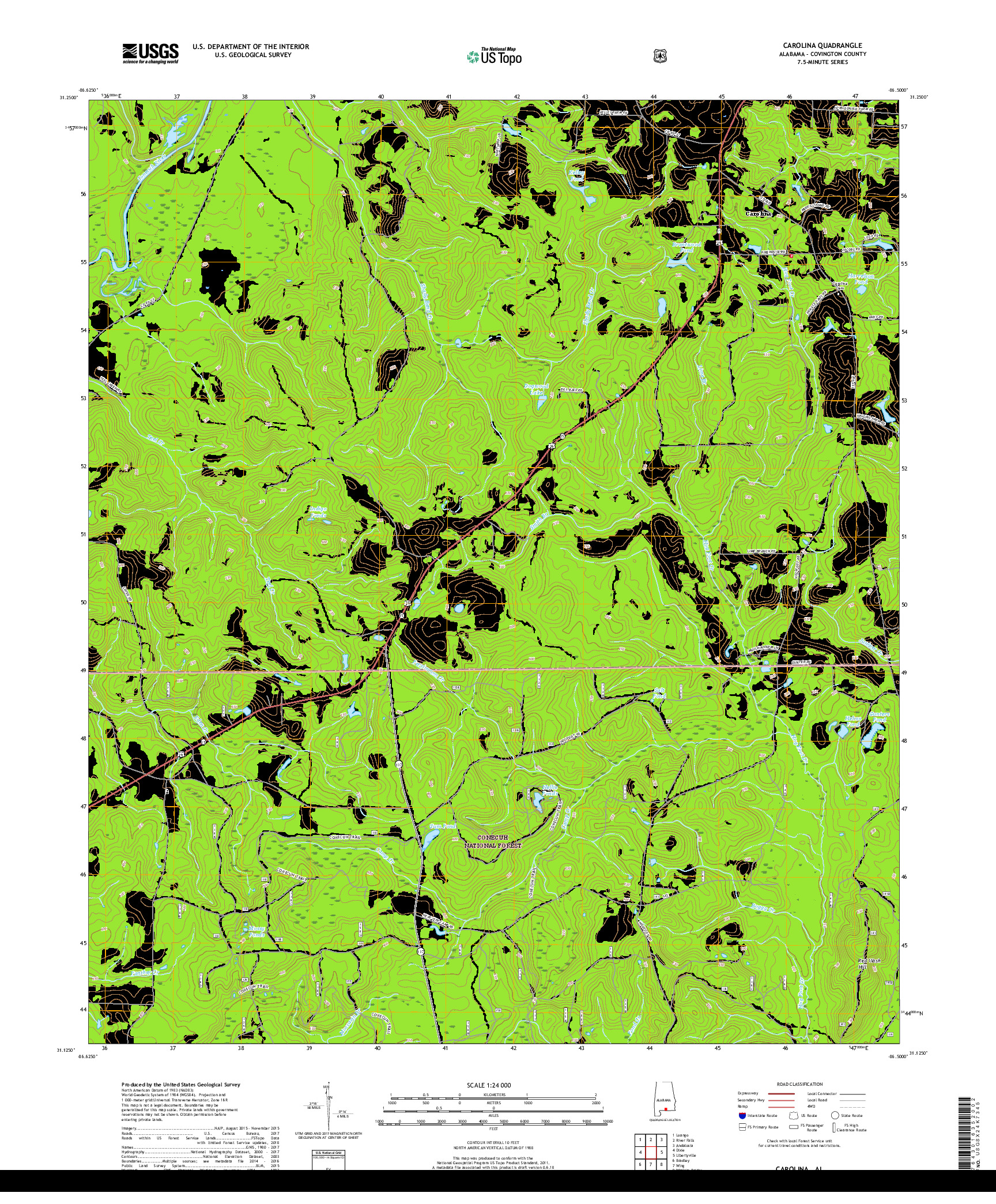 USGS US TOPO 7.5-MINUTE MAP FOR CAROLINA, AL 2018