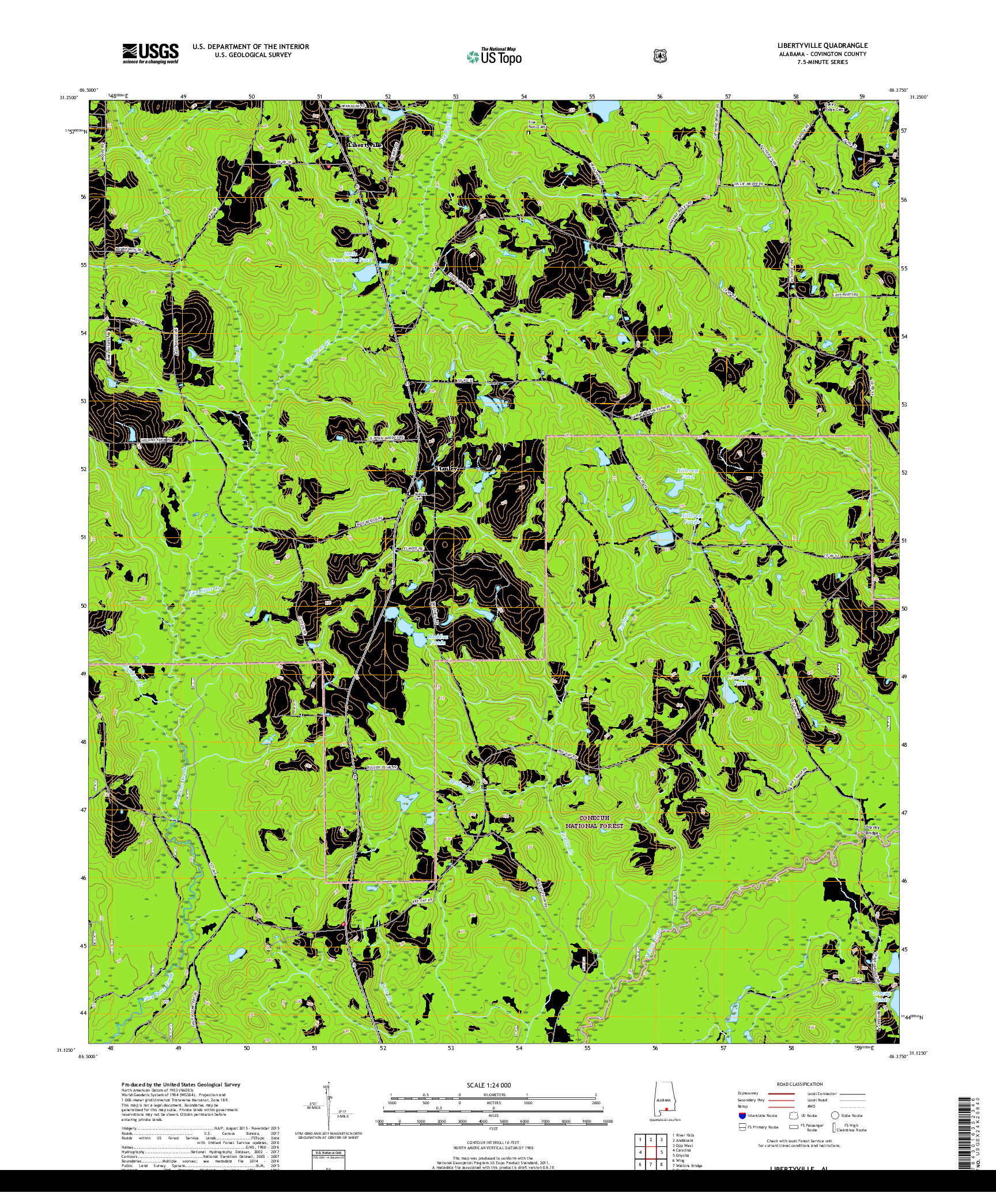 USGS US TOPO 7.5-MINUTE MAP FOR LIBERTYVILLE, AL 2018