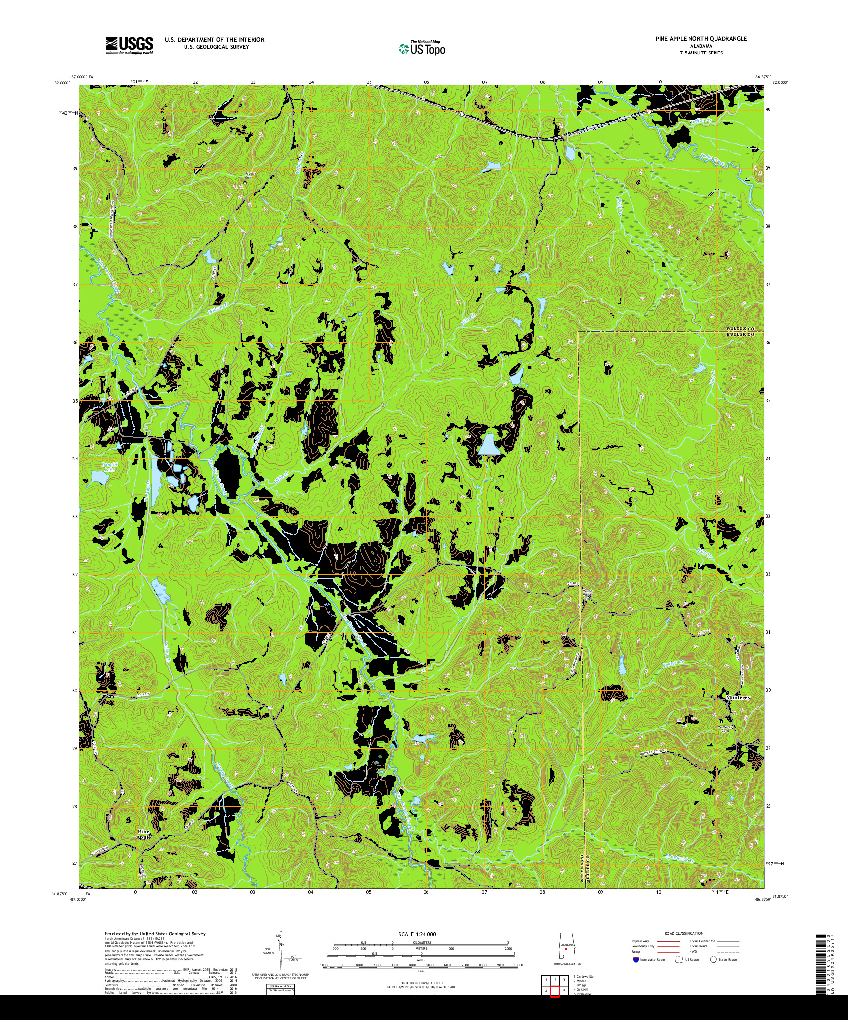 USGS US TOPO 7.5-MINUTE MAP FOR PINE APPLE NORTH, AL 2018