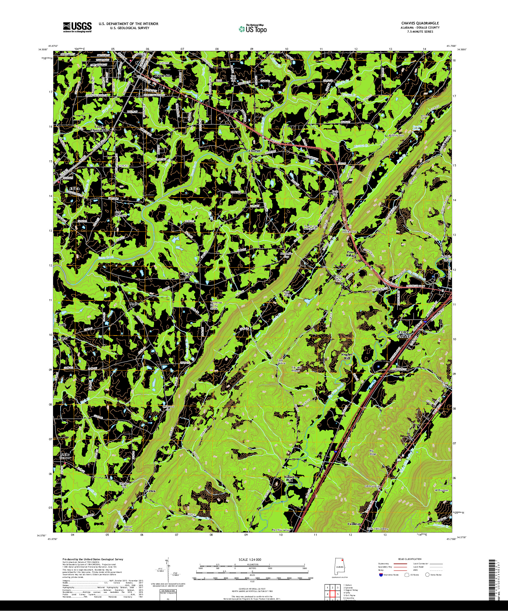 USGS US TOPO 7.5-MINUTE MAP FOR CHAVIES, AL 2018