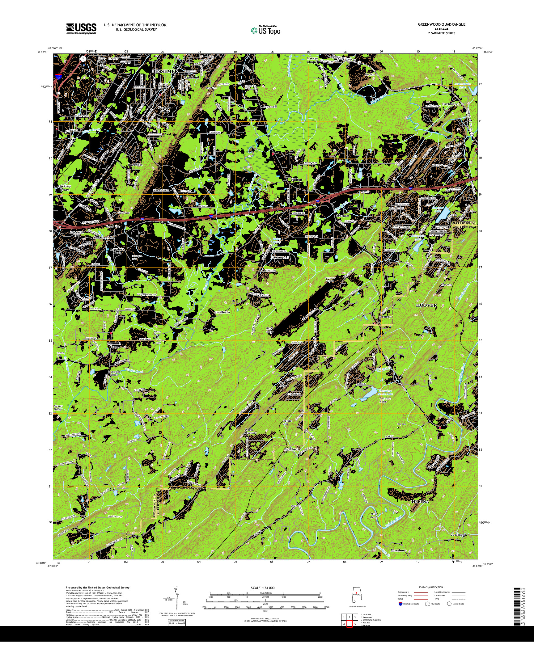 USGS US TOPO 7.5-MINUTE MAP FOR GREENWOOD, AL 2018