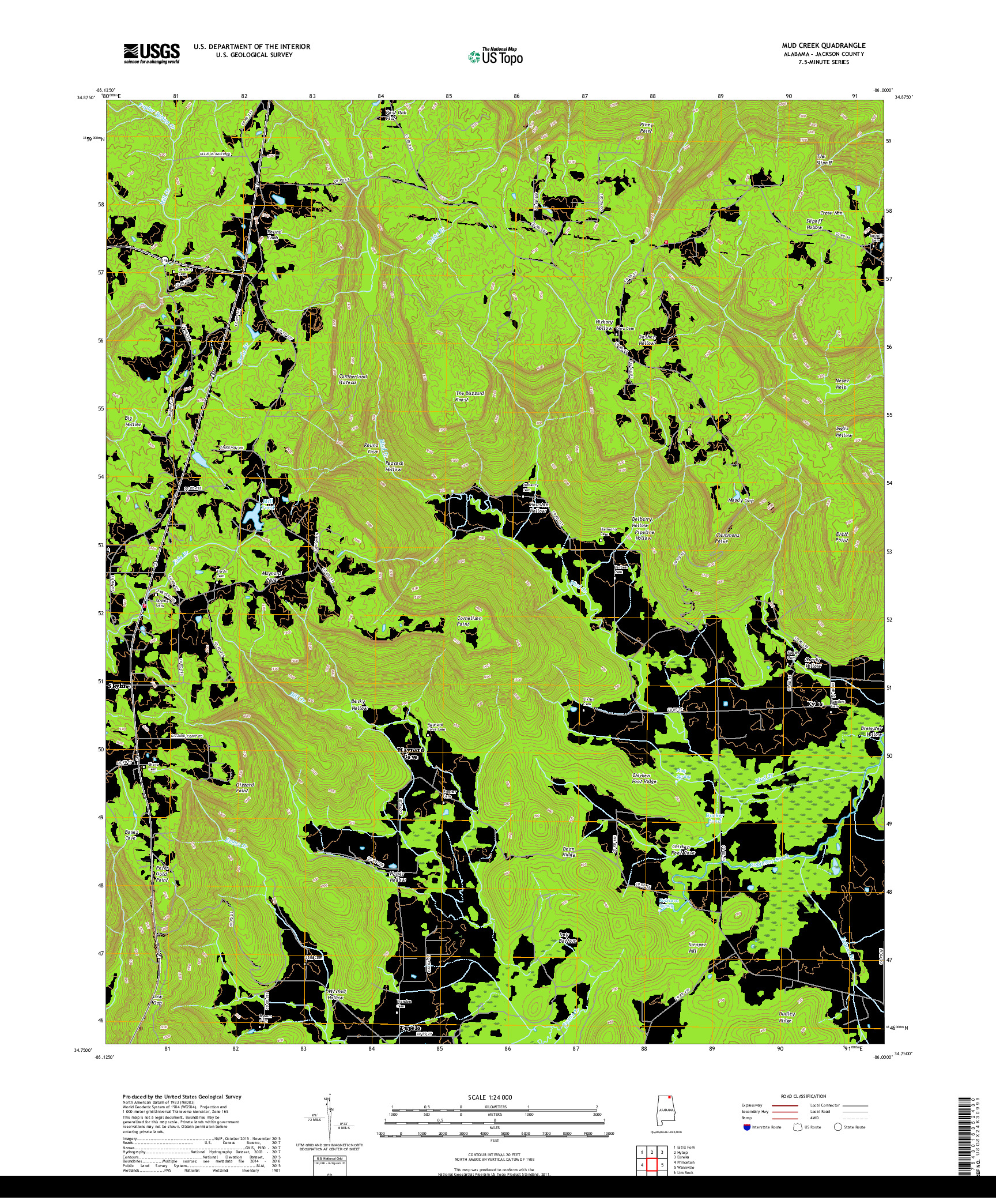 USGS US TOPO 7.5-MINUTE MAP FOR MUD CREEK, AL 2018