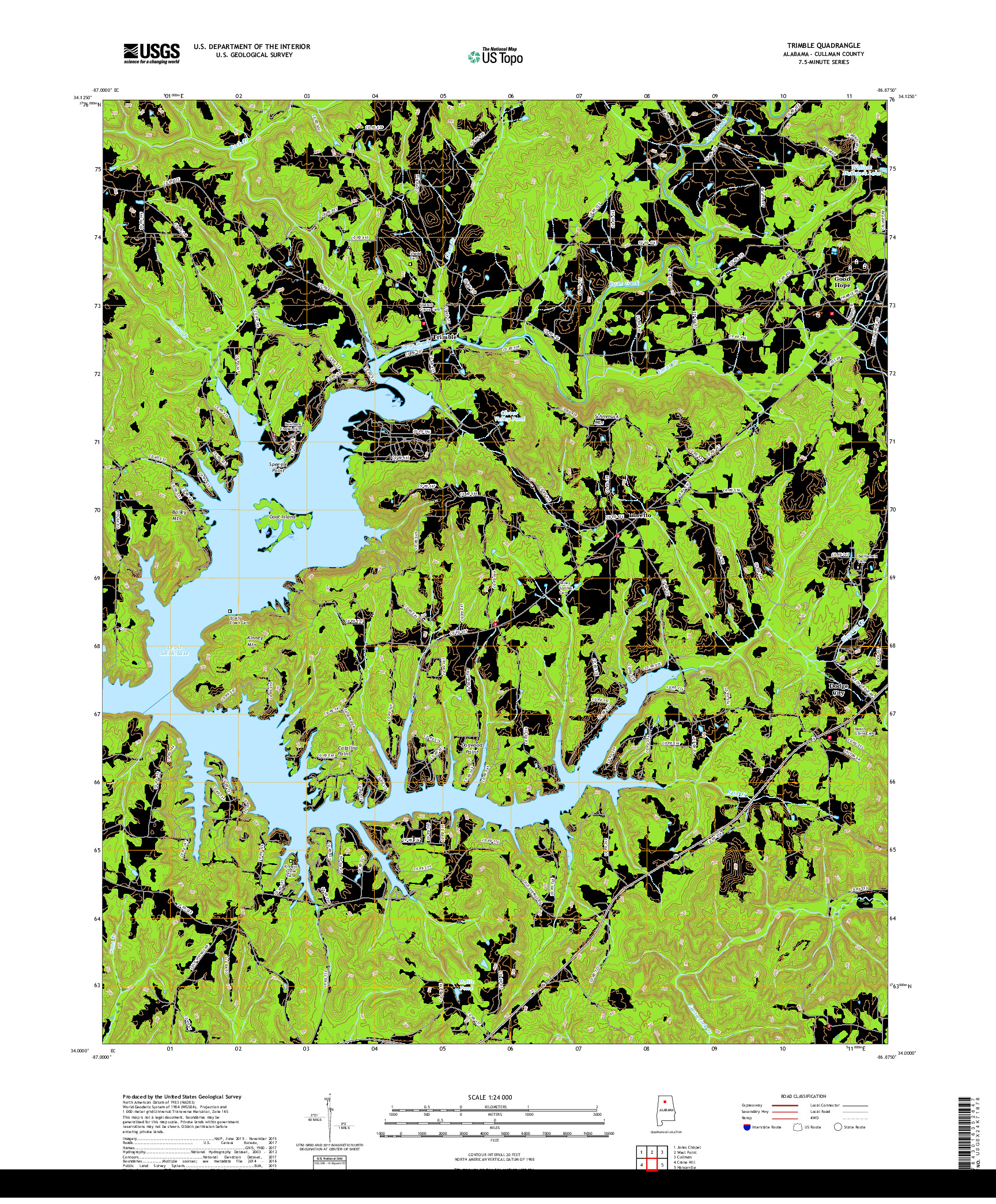 USGS US TOPO 7.5-MINUTE MAP FOR TRIMBLE, AL 2018