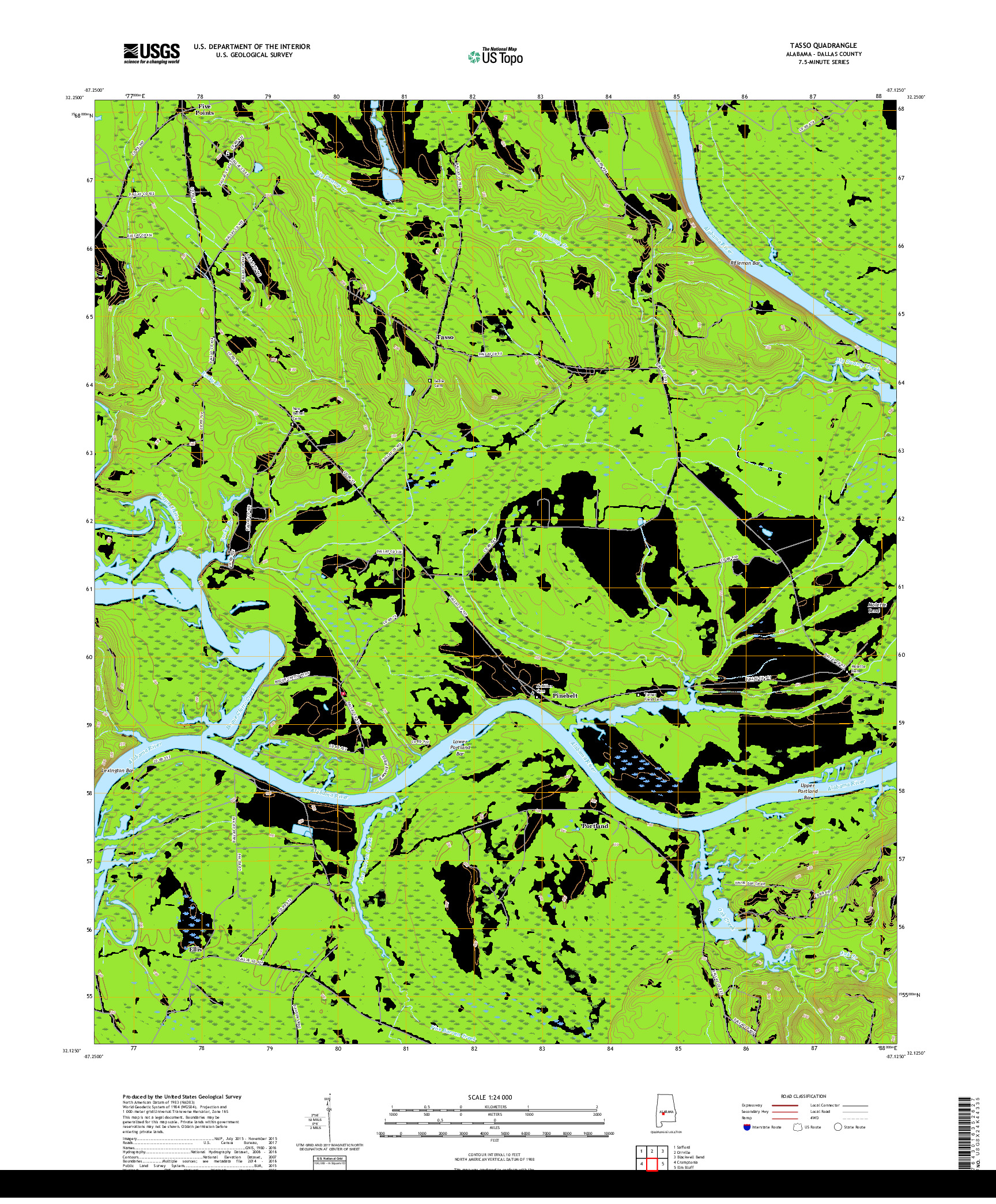 USGS US TOPO 7.5-MINUTE MAP FOR TASSO, AL 2018