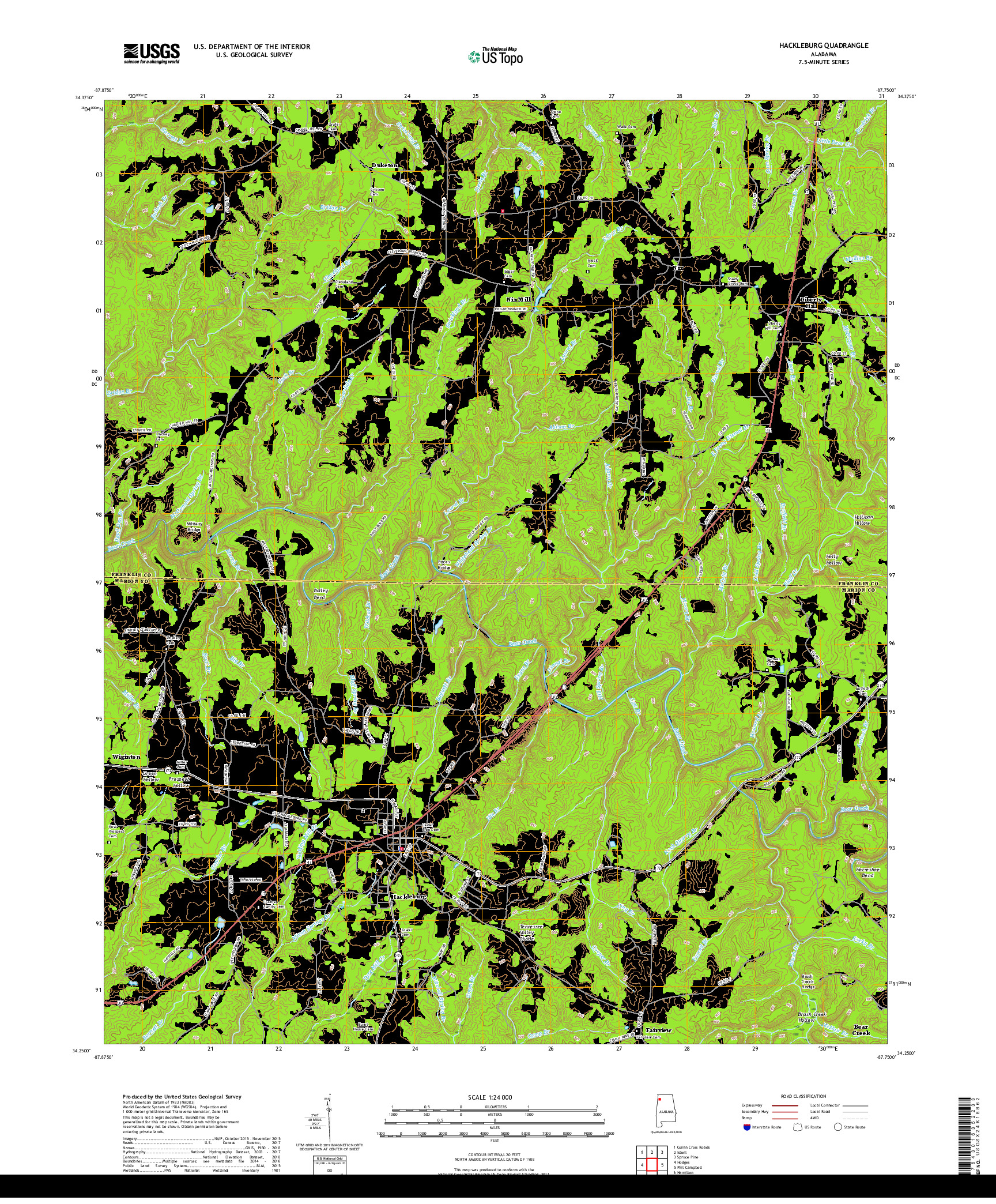 USGS US TOPO 7.5-MINUTE MAP FOR HACKLEBURG, AL 2018