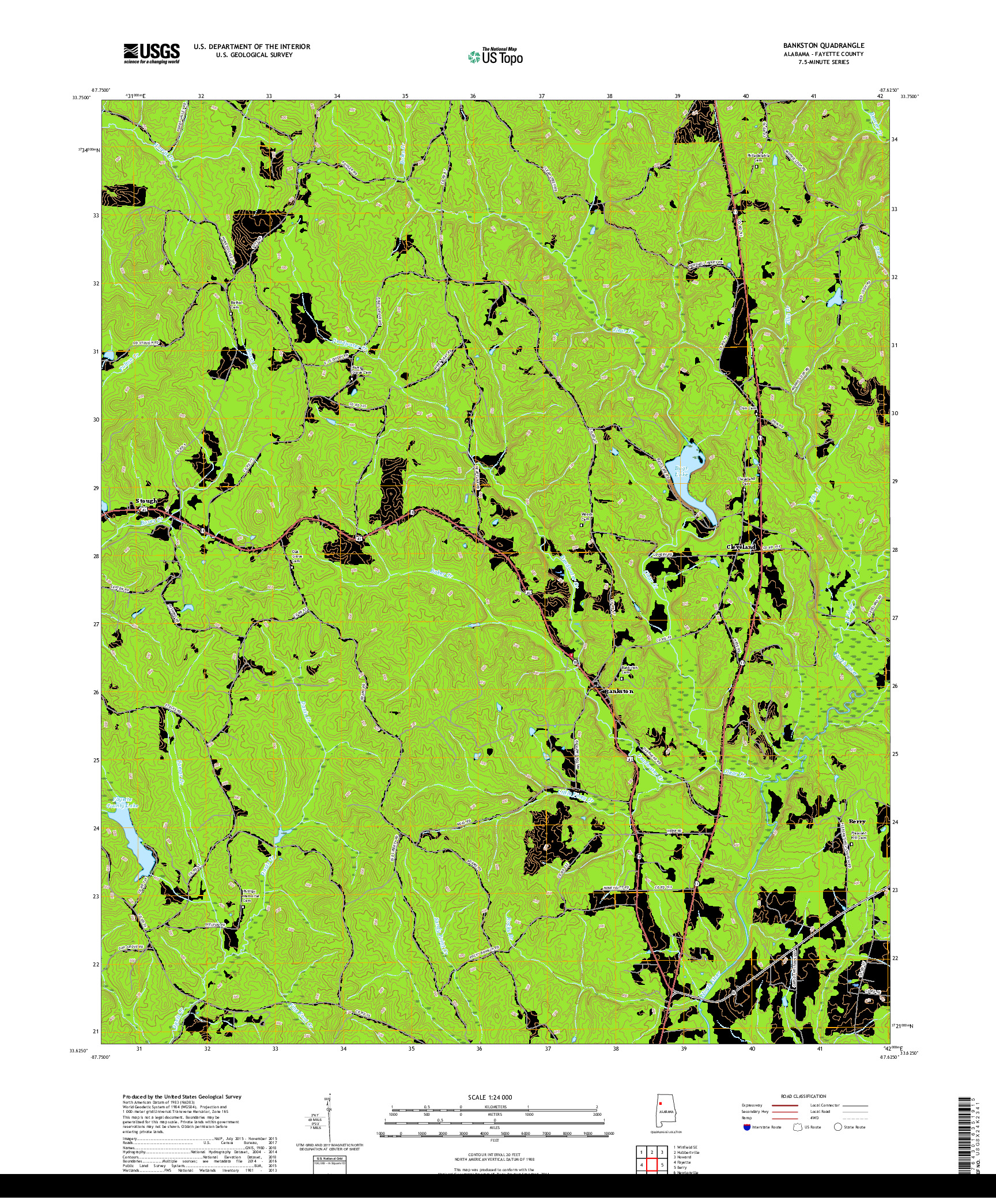 USGS US TOPO 7.5-MINUTE MAP FOR BANKSTON, AL 2018