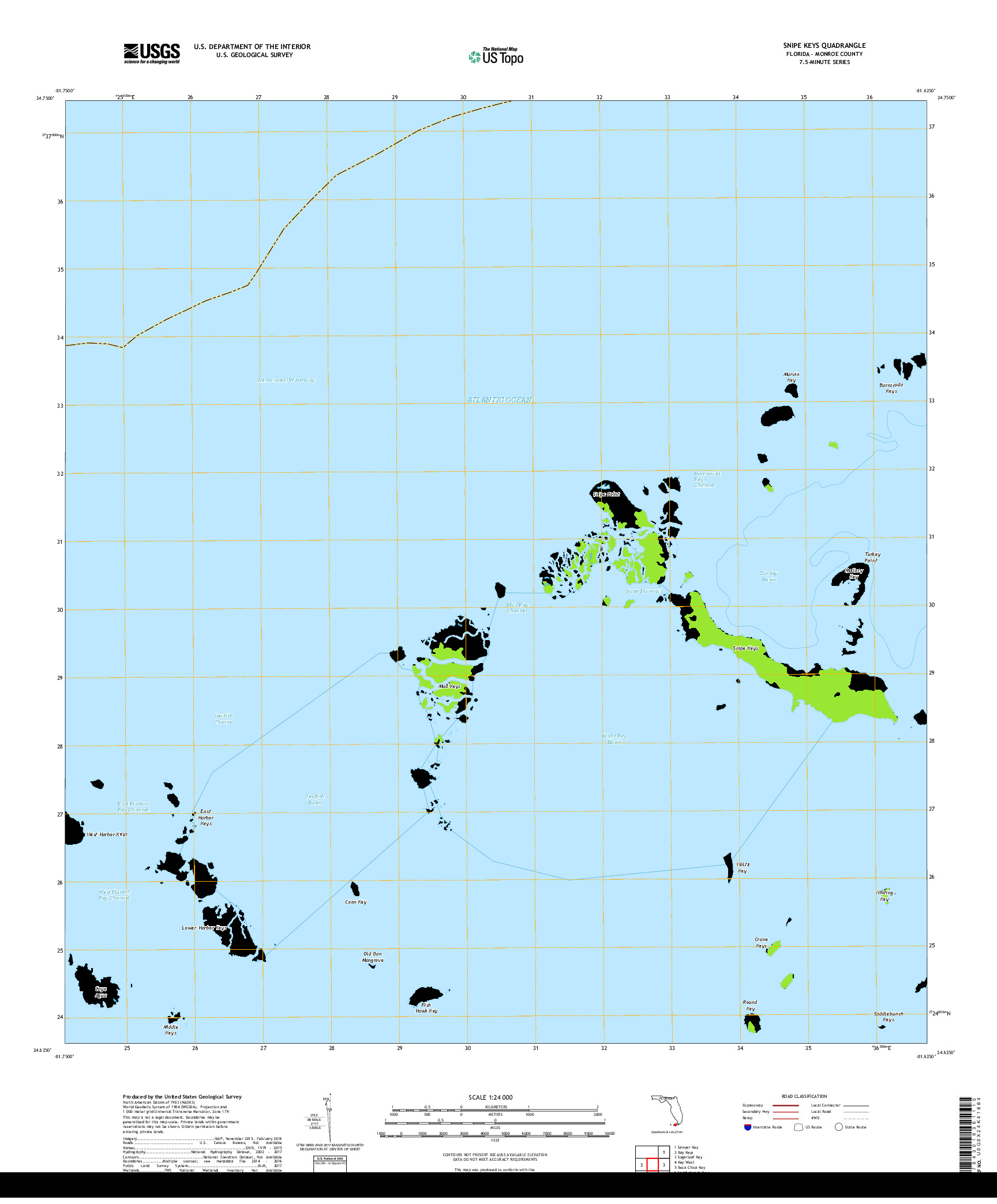 USGS US TOPO 7.5-MINUTE MAP FOR SNIPE KEYS, FL 2018