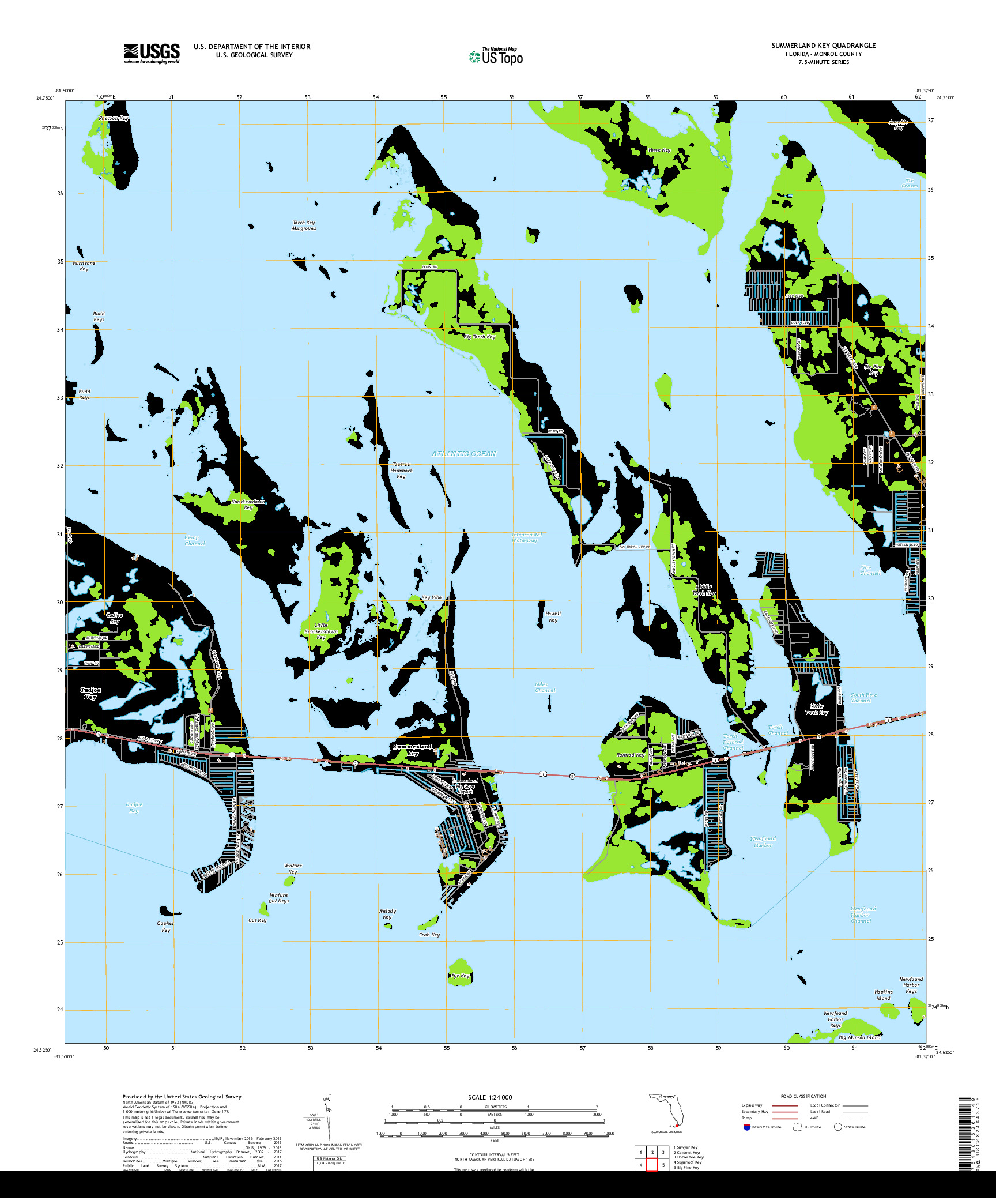 USGS US TOPO 7.5-MINUTE MAP FOR SUMMERLAND KEY, FL 2018