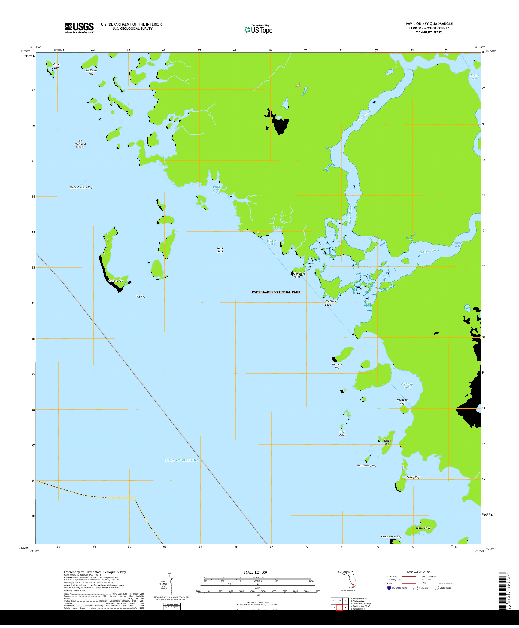 USGS US TOPO 7.5-MINUTE MAP FOR PAVILION KEY, FL 2018