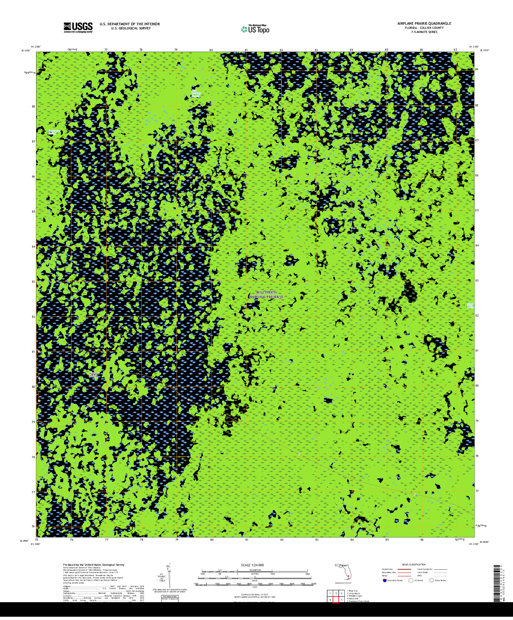 USGS US TOPO 7.5-MINUTE MAP FOR AIRPLANE PRAIRIE, FL 2018