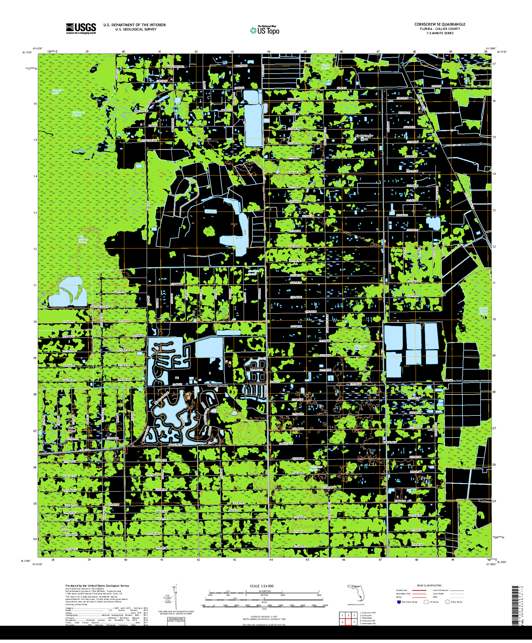 USGS US TOPO 7.5-MINUTE MAP FOR CORKSCREW SE, FL 2018